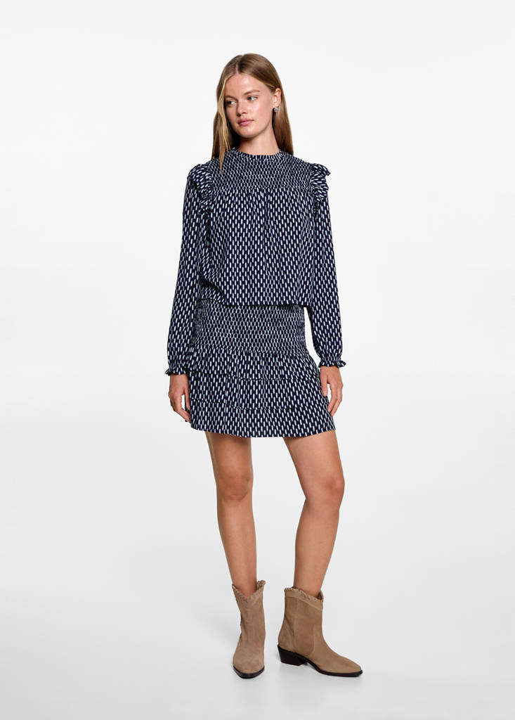 MANGO TEEN - Jupe froncée volants bleu marine foncé - M - Fille Teen