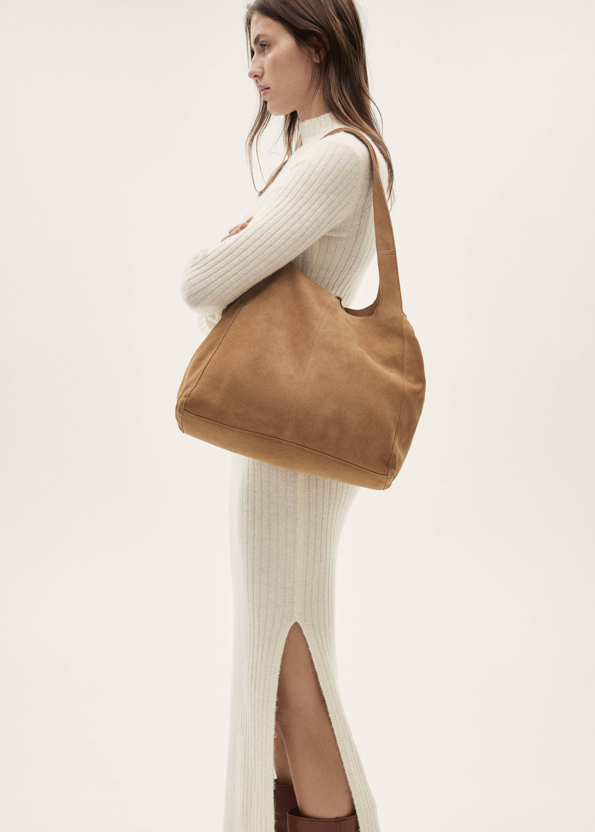 Ribbed knit dress with opening - Medium plane