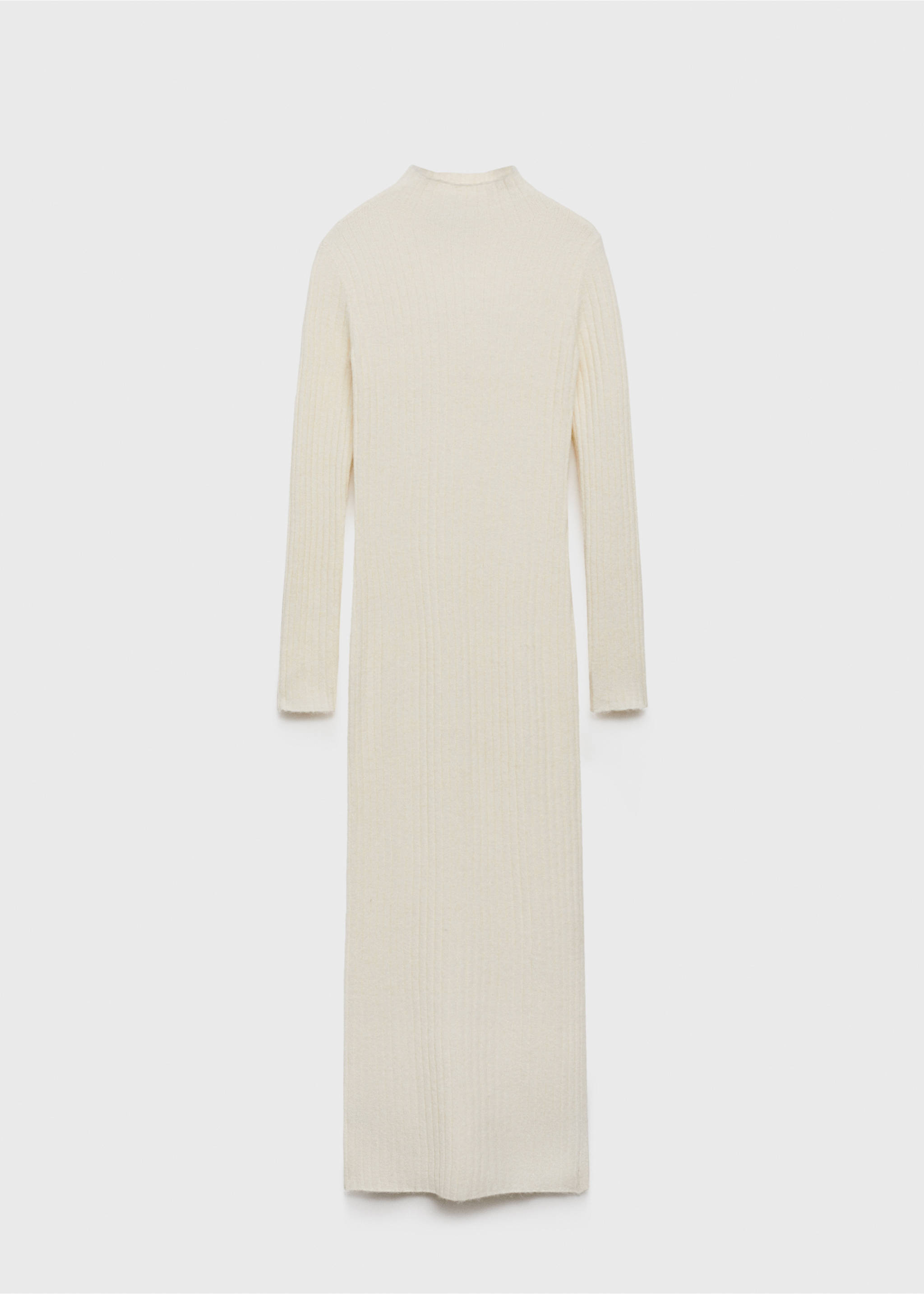 Ribbed knit dress with opening - Article without model, Ecru. Ref: 77057699-00.