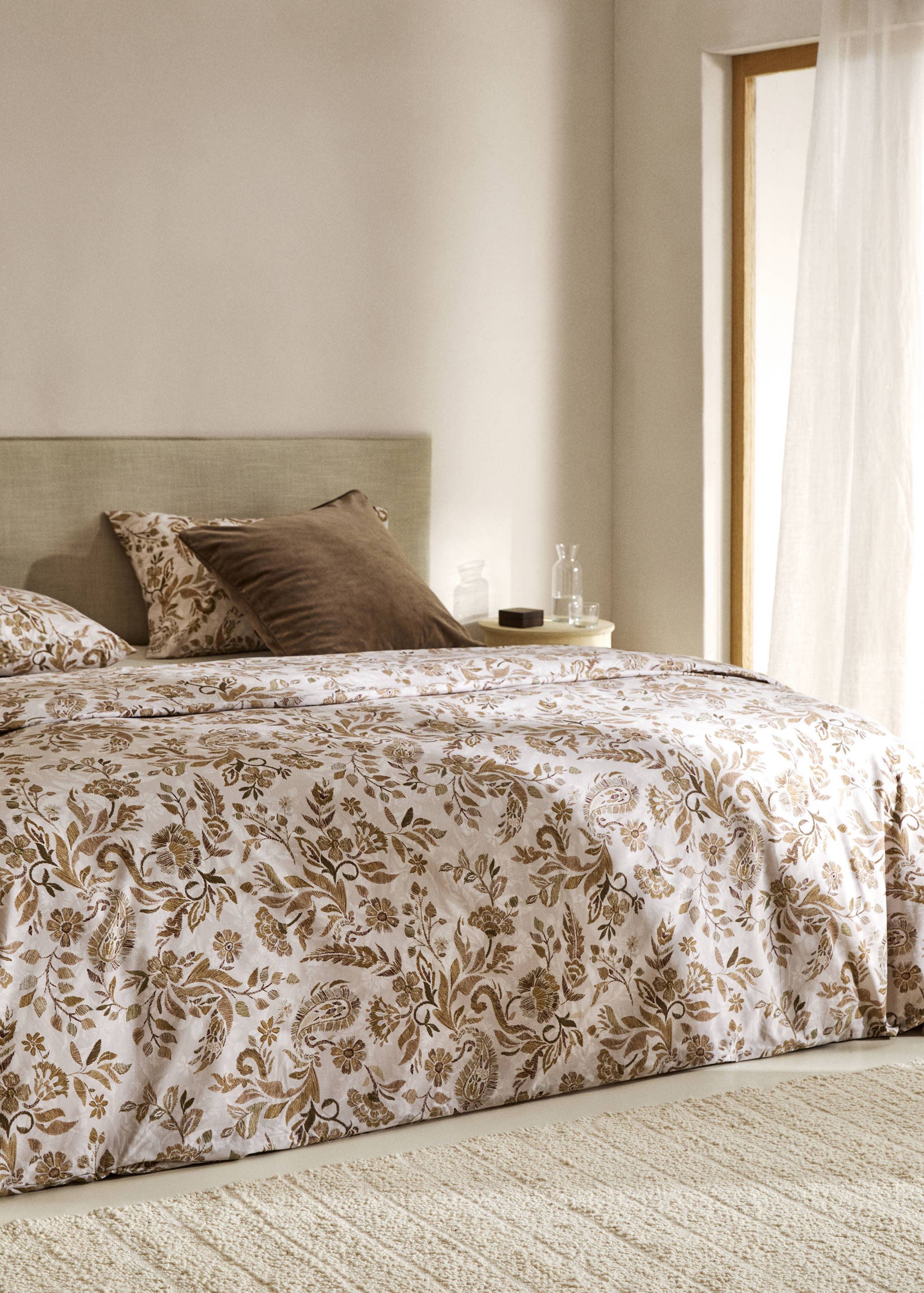 Housse de couette percale de coton motif fleuri lit 180 cm - Plan général