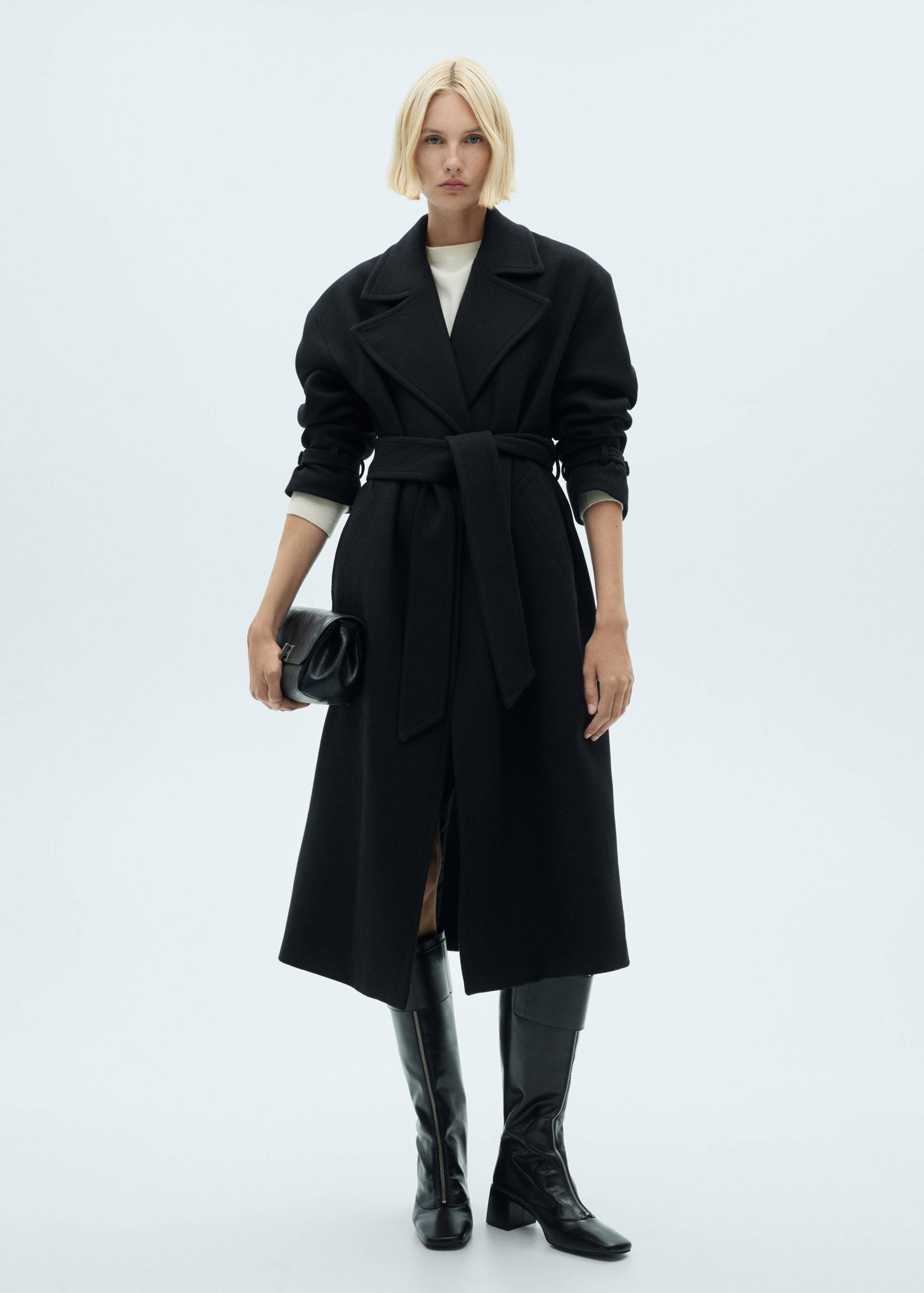 Manteco wool coat with oversized lapels - General plane