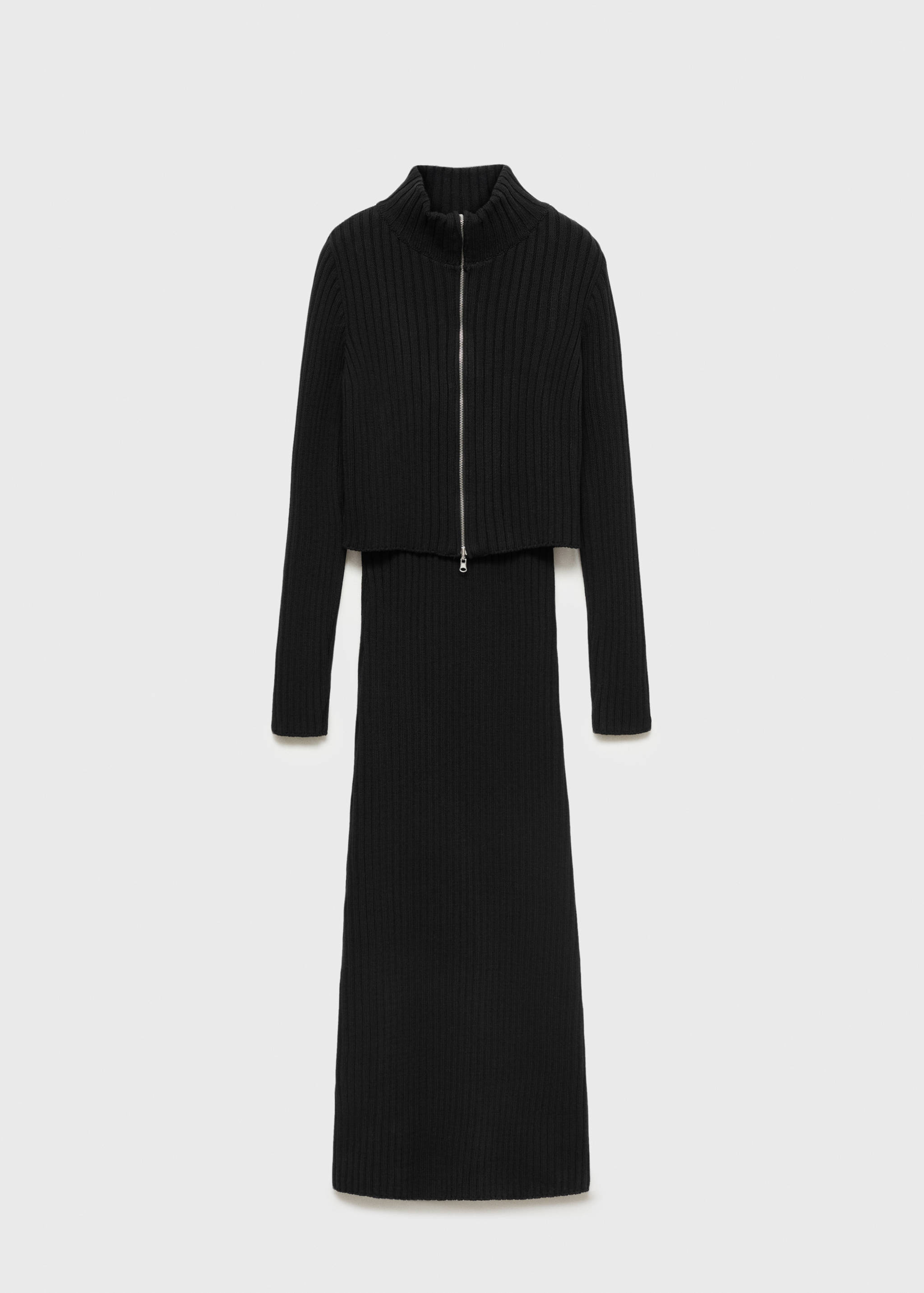 Combined knitted dress with zip - Article without model