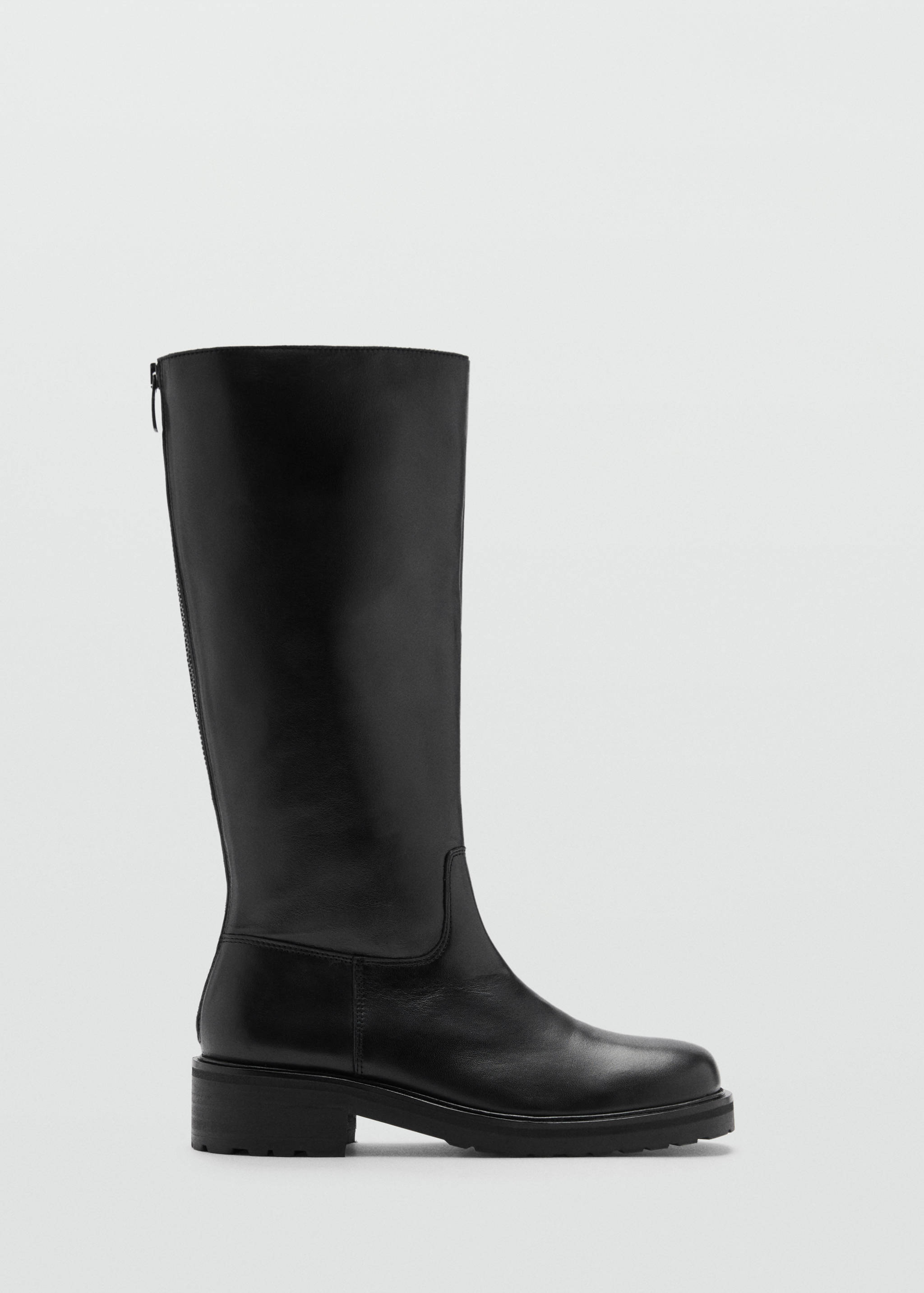 High leather boots with zip - Article without model