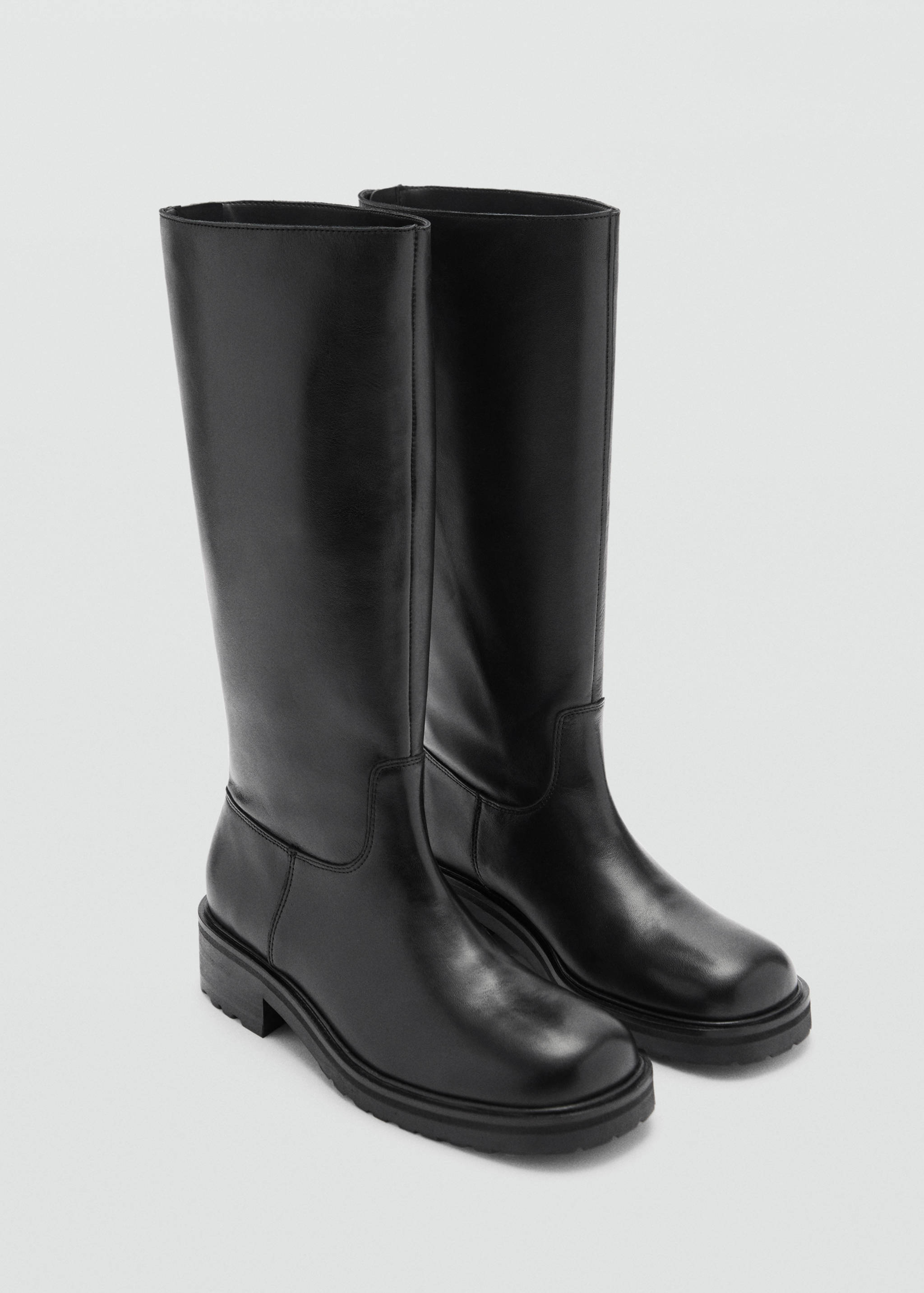 High leather boots with zip - Medium plane