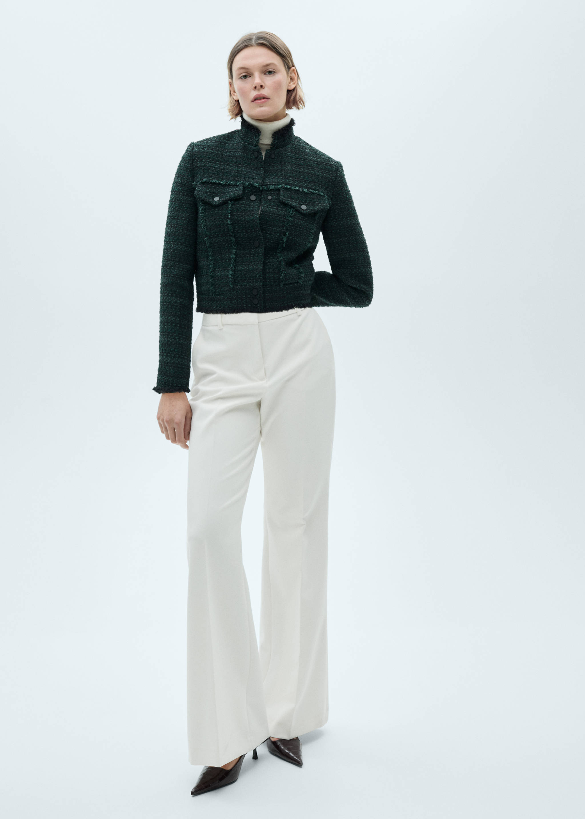 High-collar tweed jacket - General plane