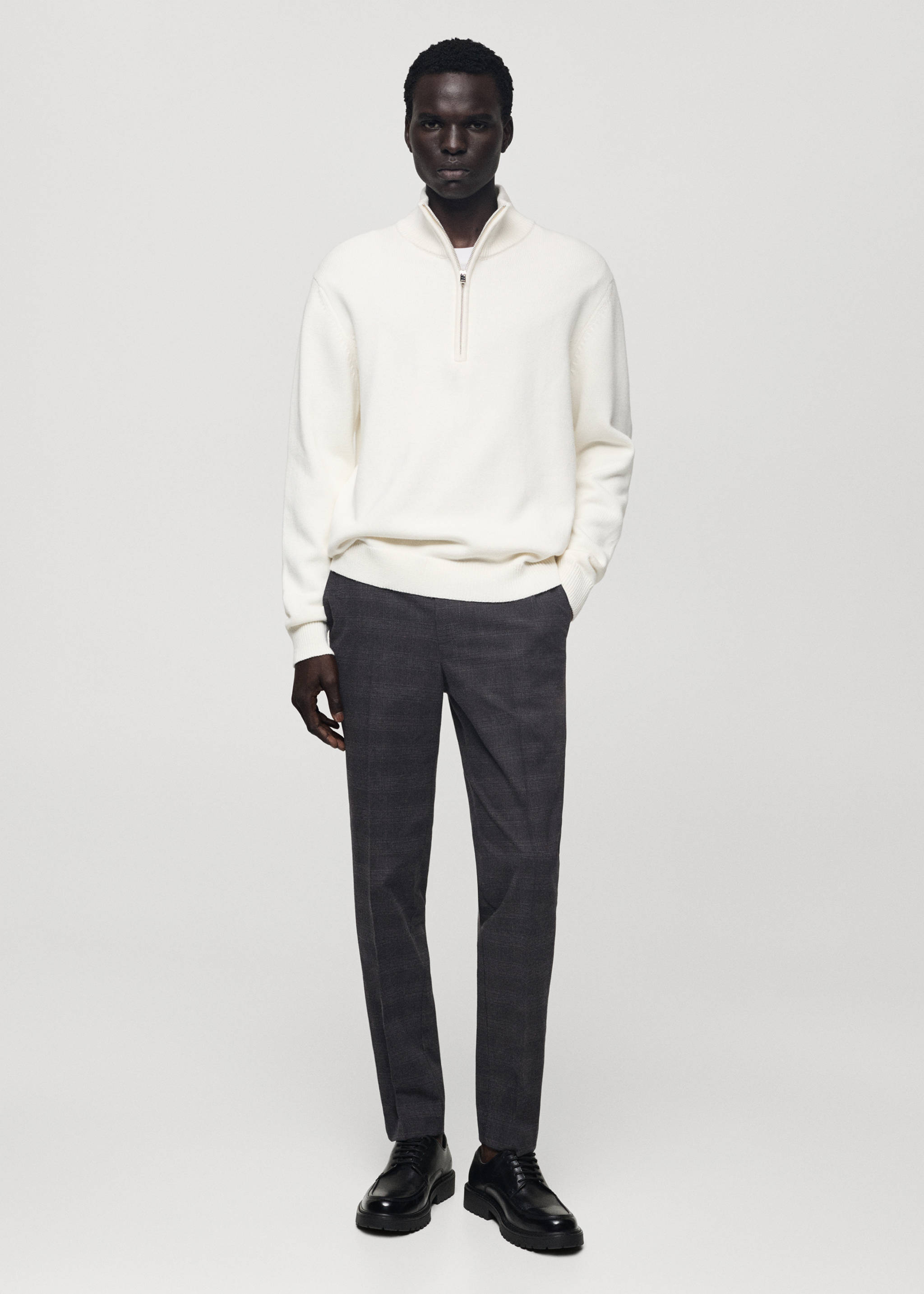 Cotton slim-fit check trousers - General plane