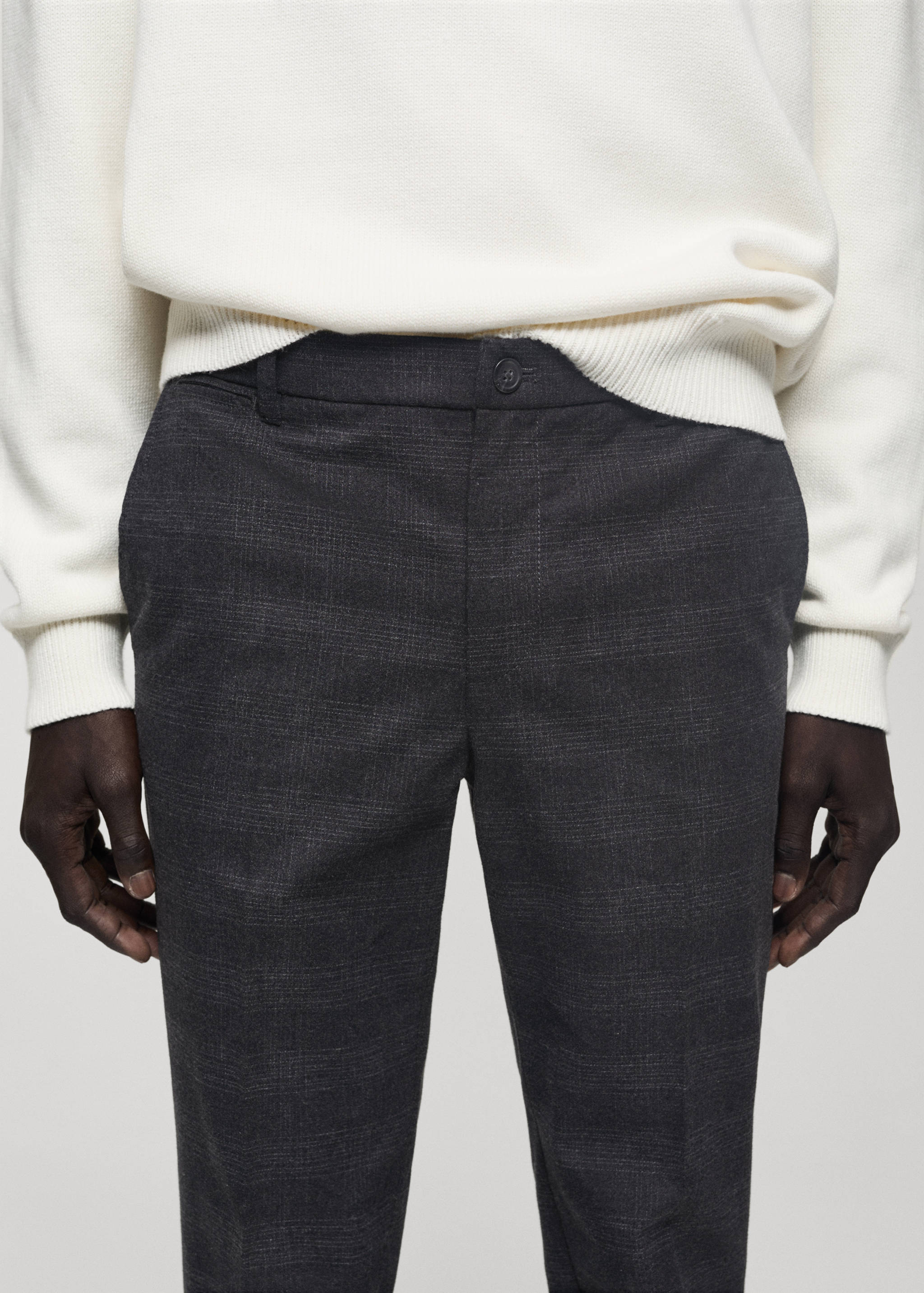Cotton slim-fit check trousers - Details of the article 1