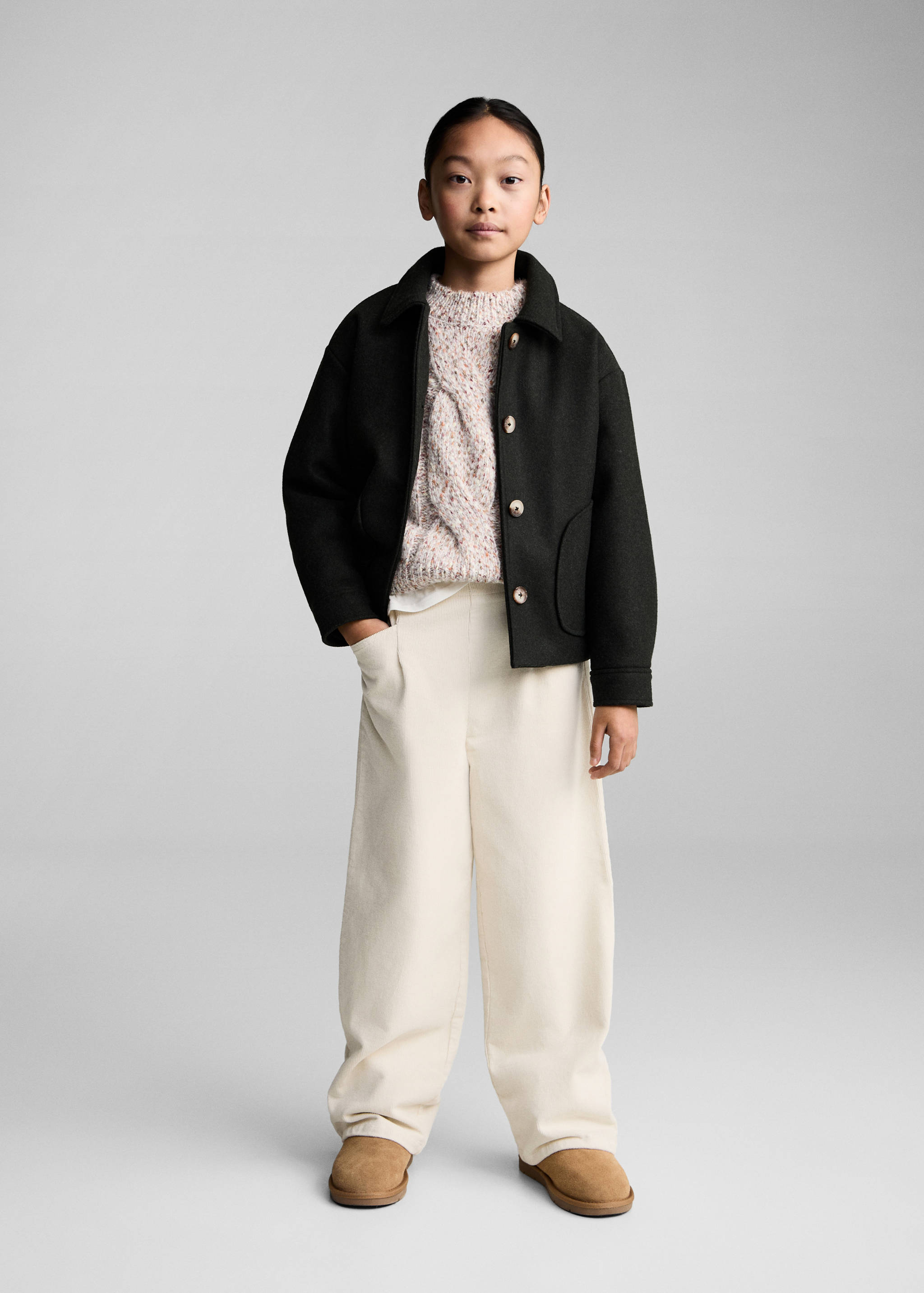 灯芯绒阔腿裤 - null