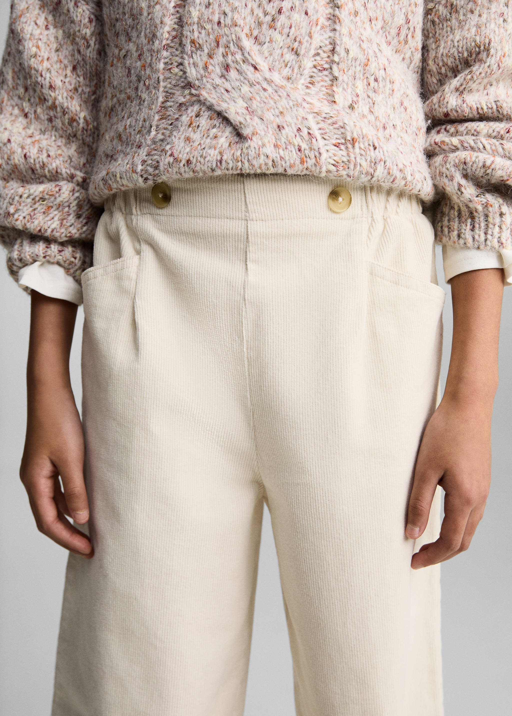 灯芯绒阔腿裤 - null