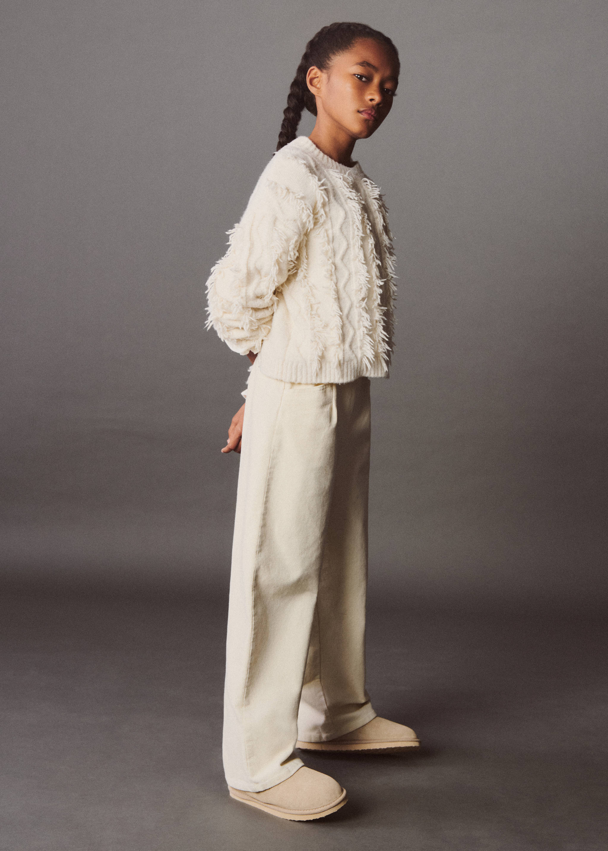 灯芯绒阔腿裤 - null