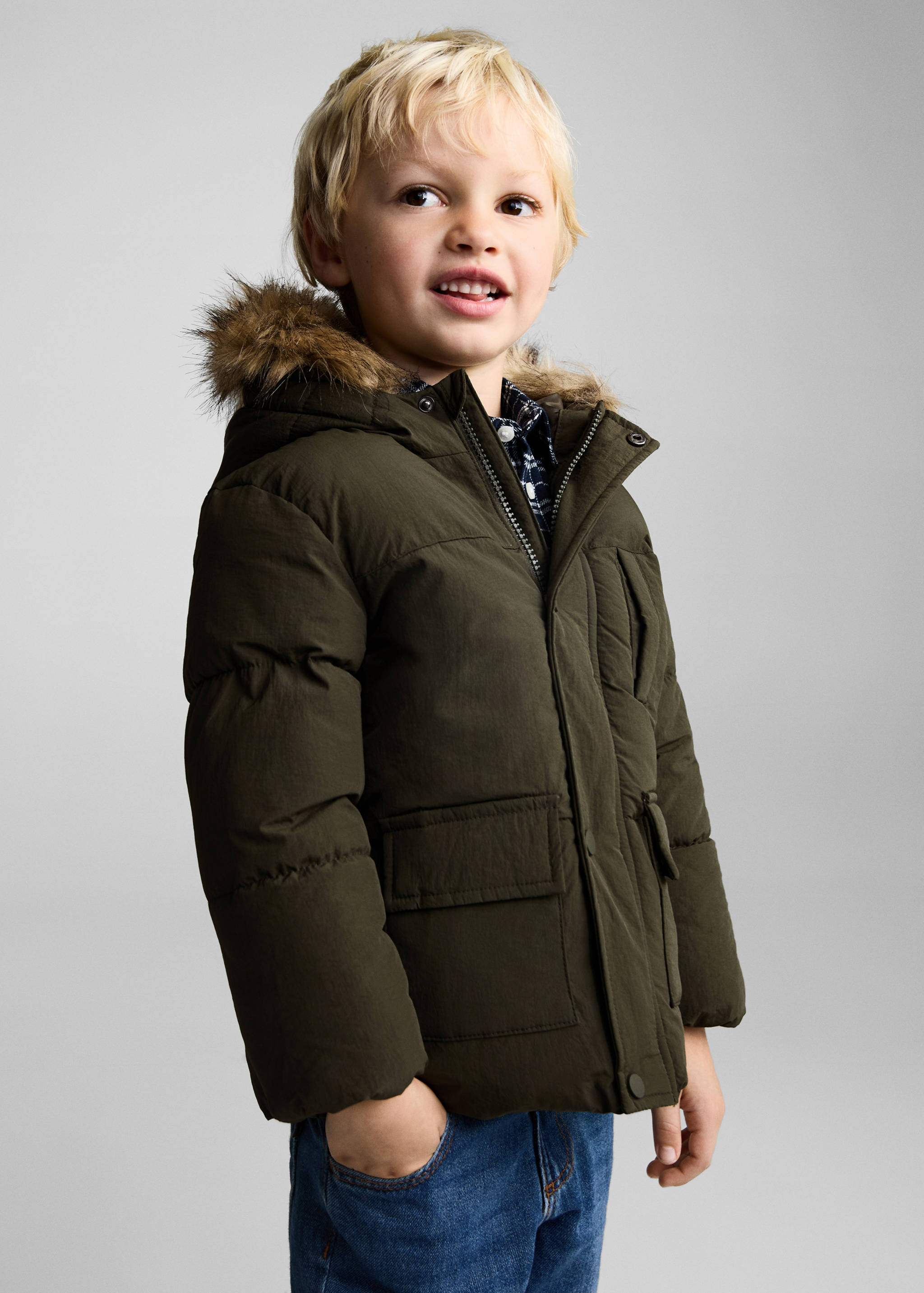 Fleece-lined quilted anorak - Medium plane