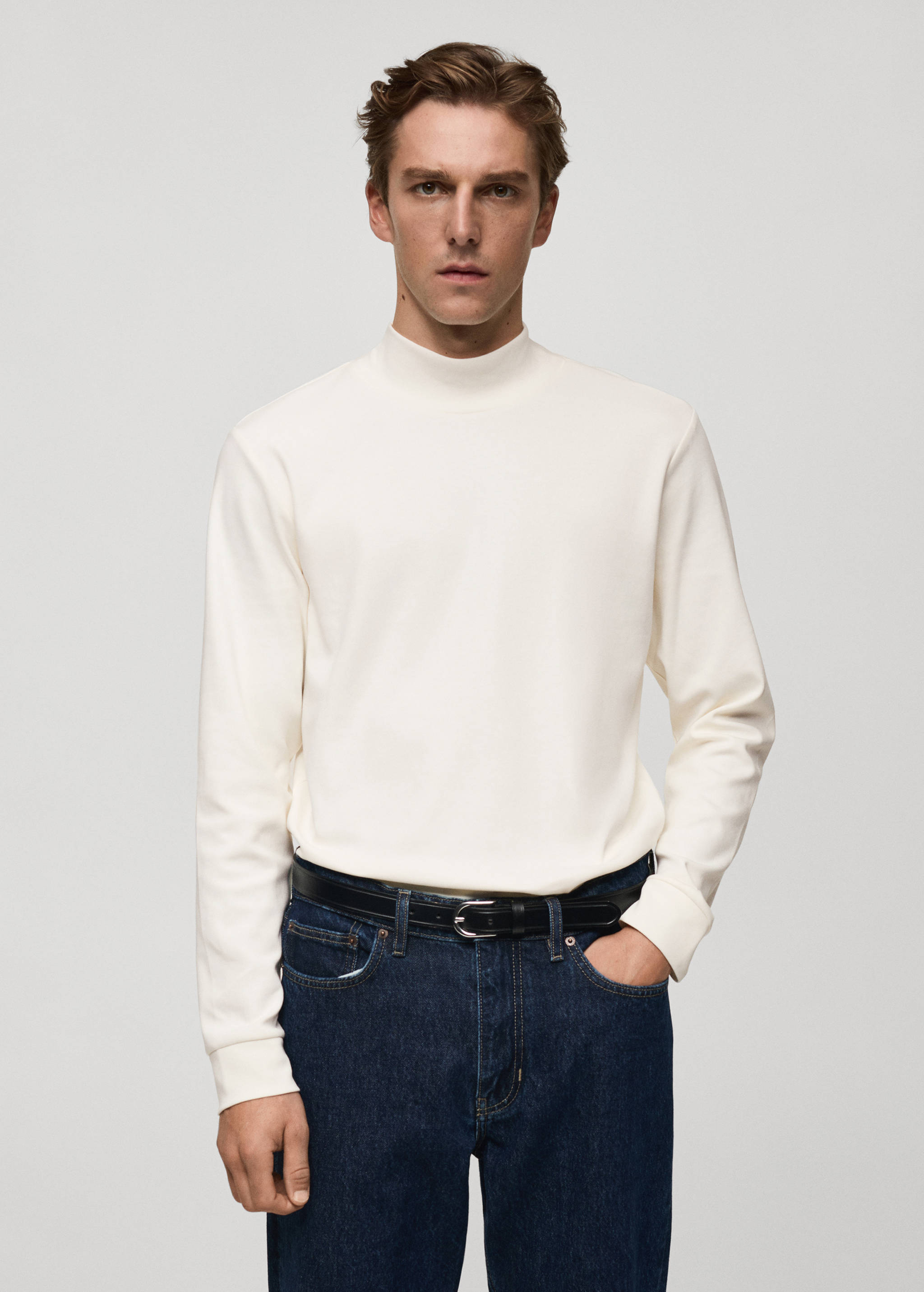 T-shirt coton col montant - Plan moyen