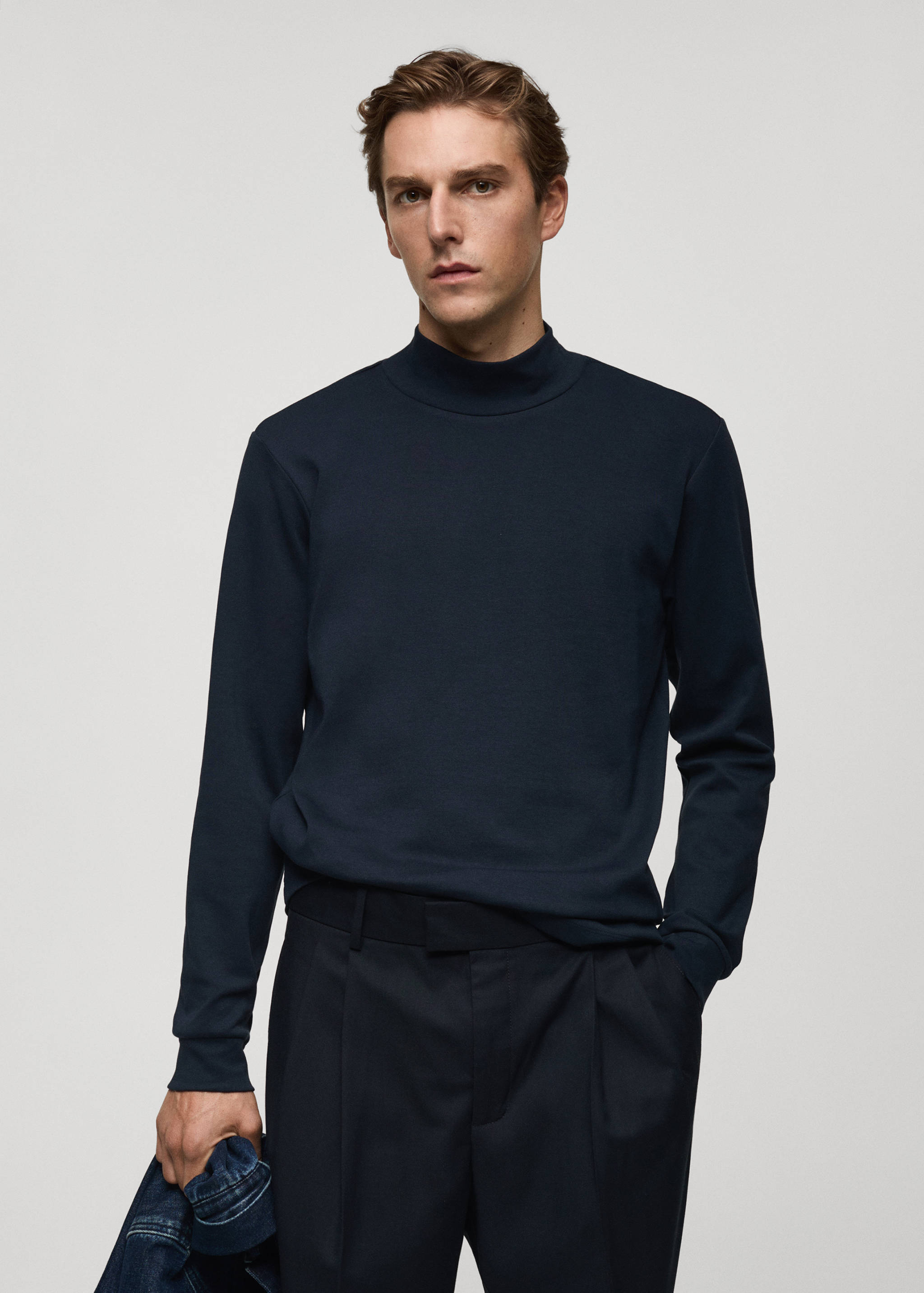 T-shirt coton col montant - Plan moyen