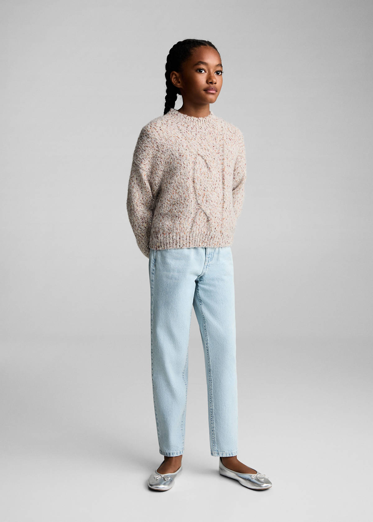Braided knitted sweater — Pink