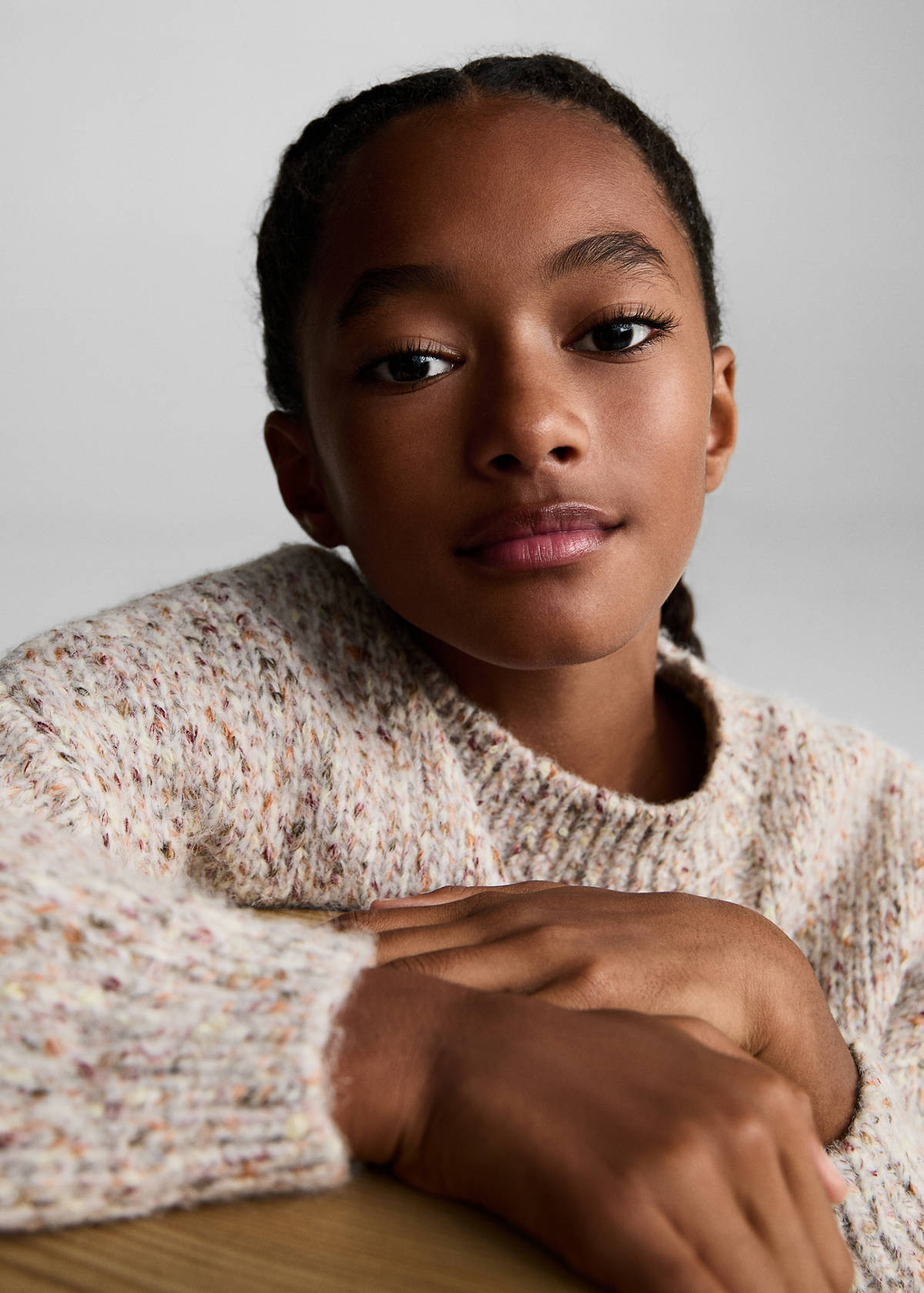 Braided knitted sweater — Pink