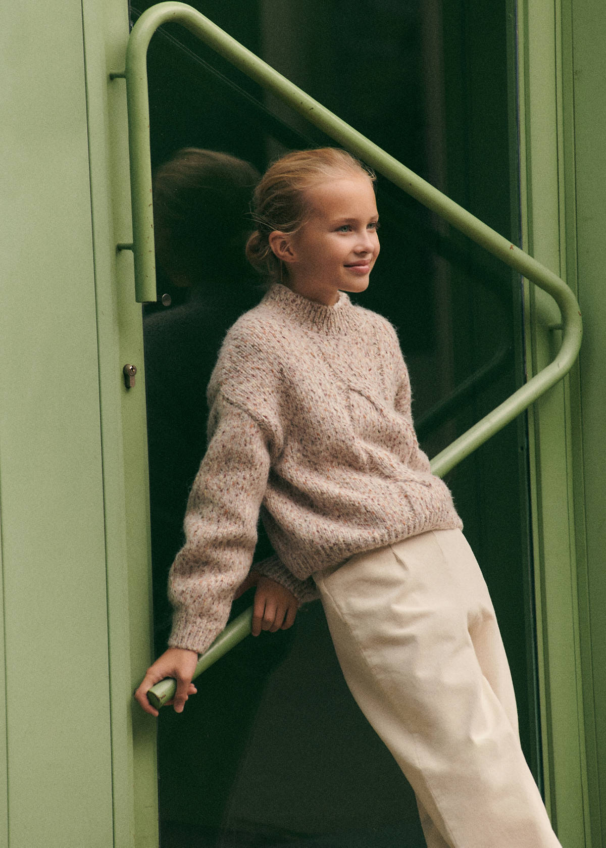 Braided knitted sweater — Pink