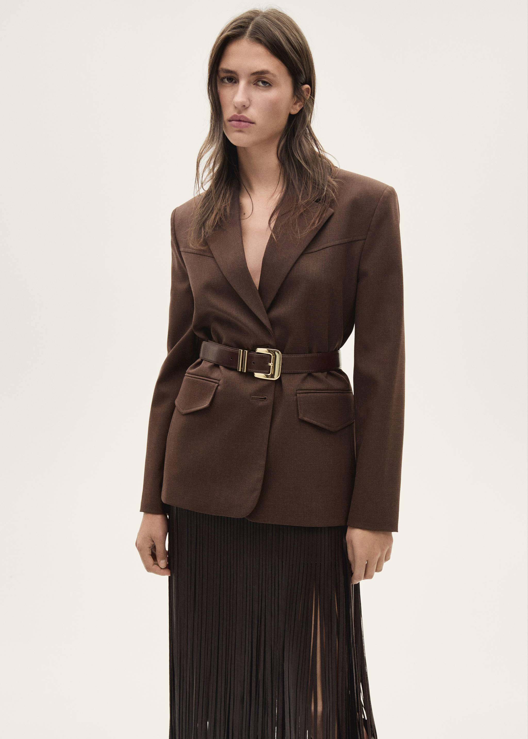 Faux-leather fringed skirt - Details of the article 1