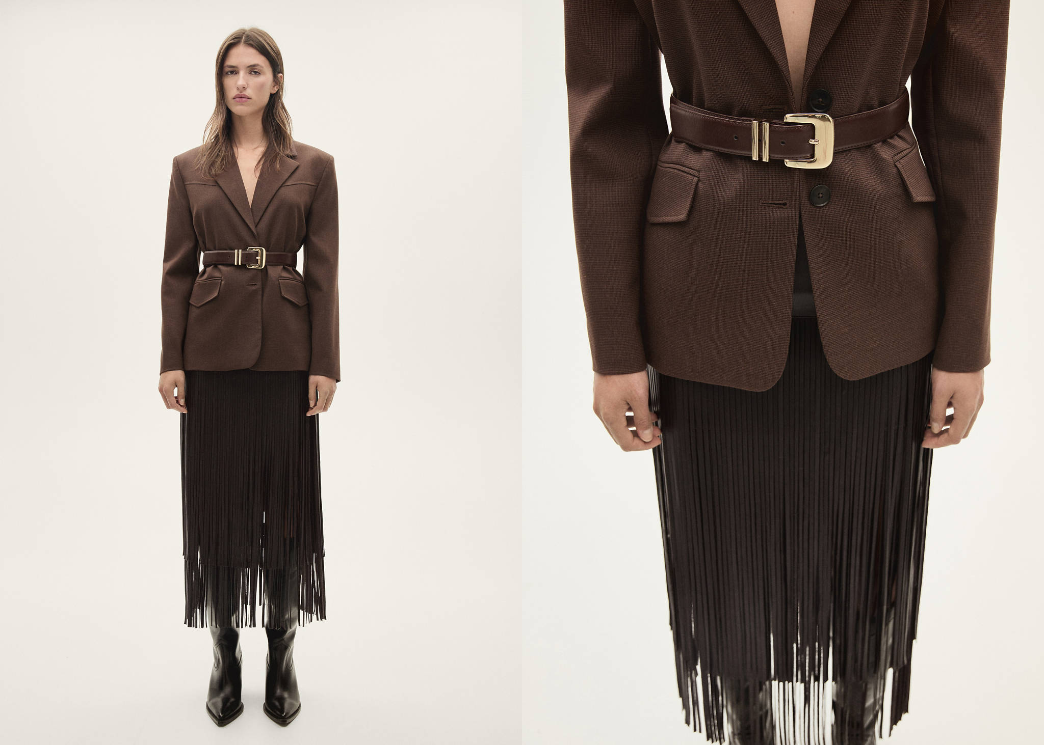 Faux-leather fringed skirt - Panoramic plane