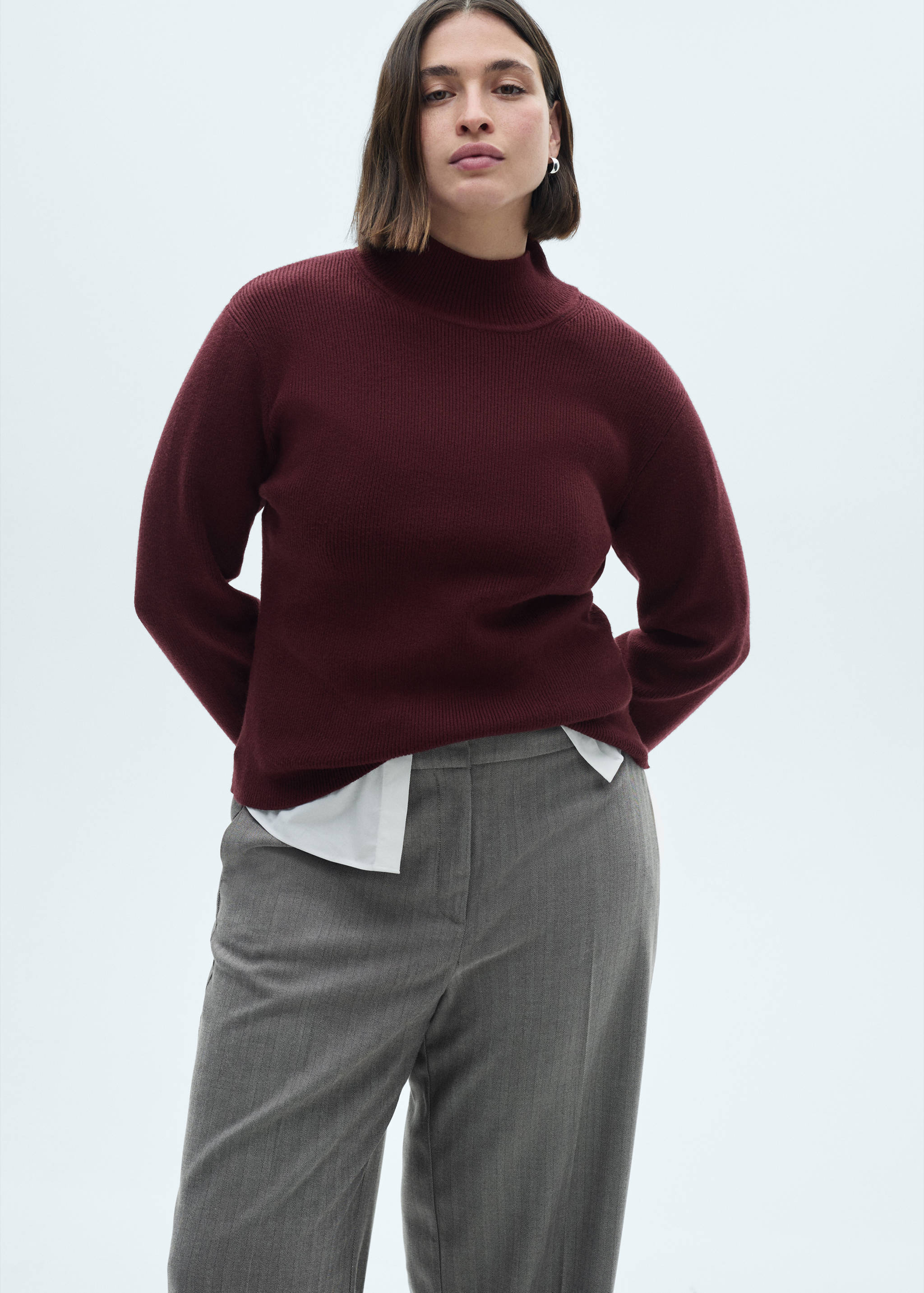 圆领罗纹毛衣 - null