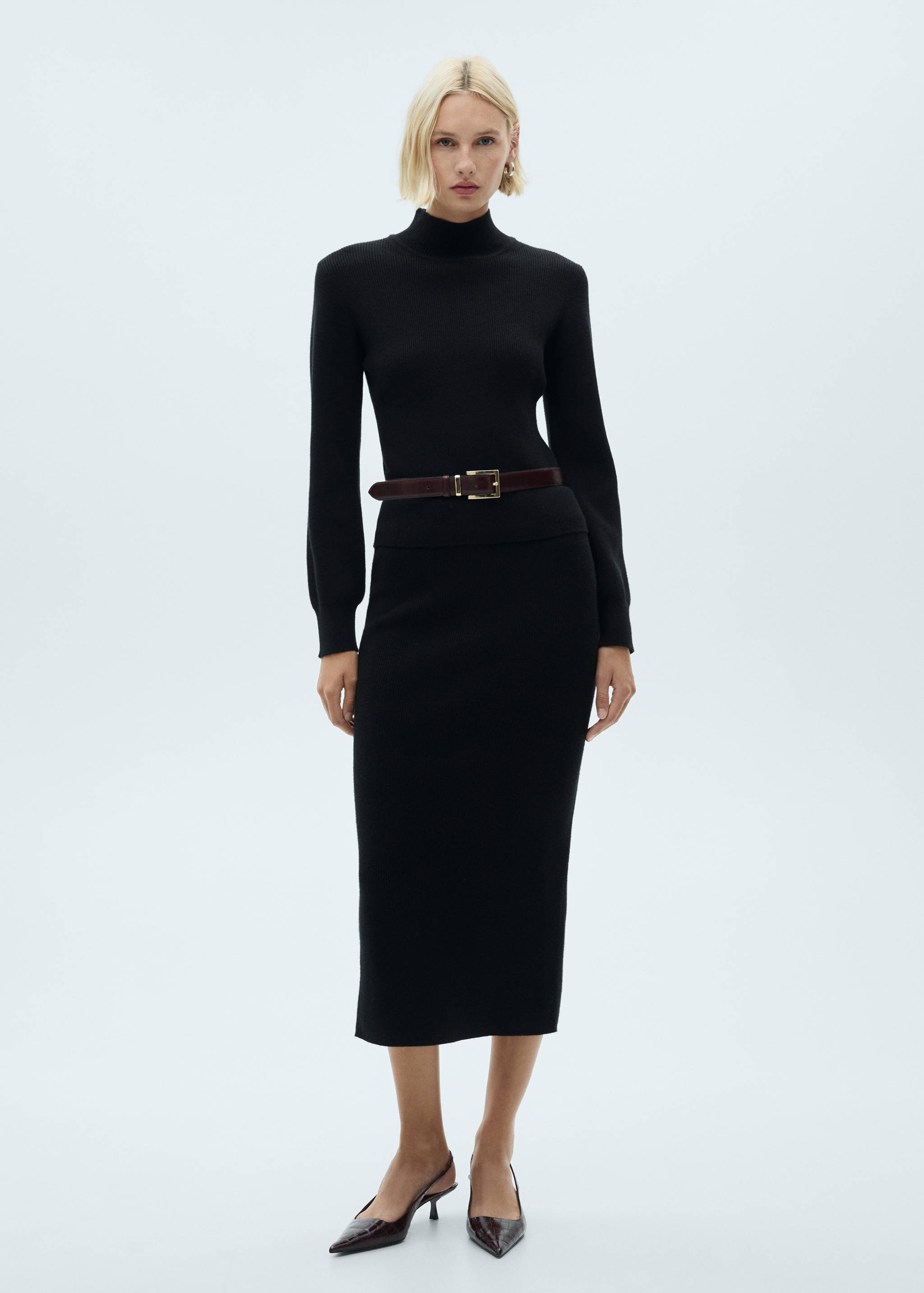 Pull-over maille côtelée col rond - Plan général