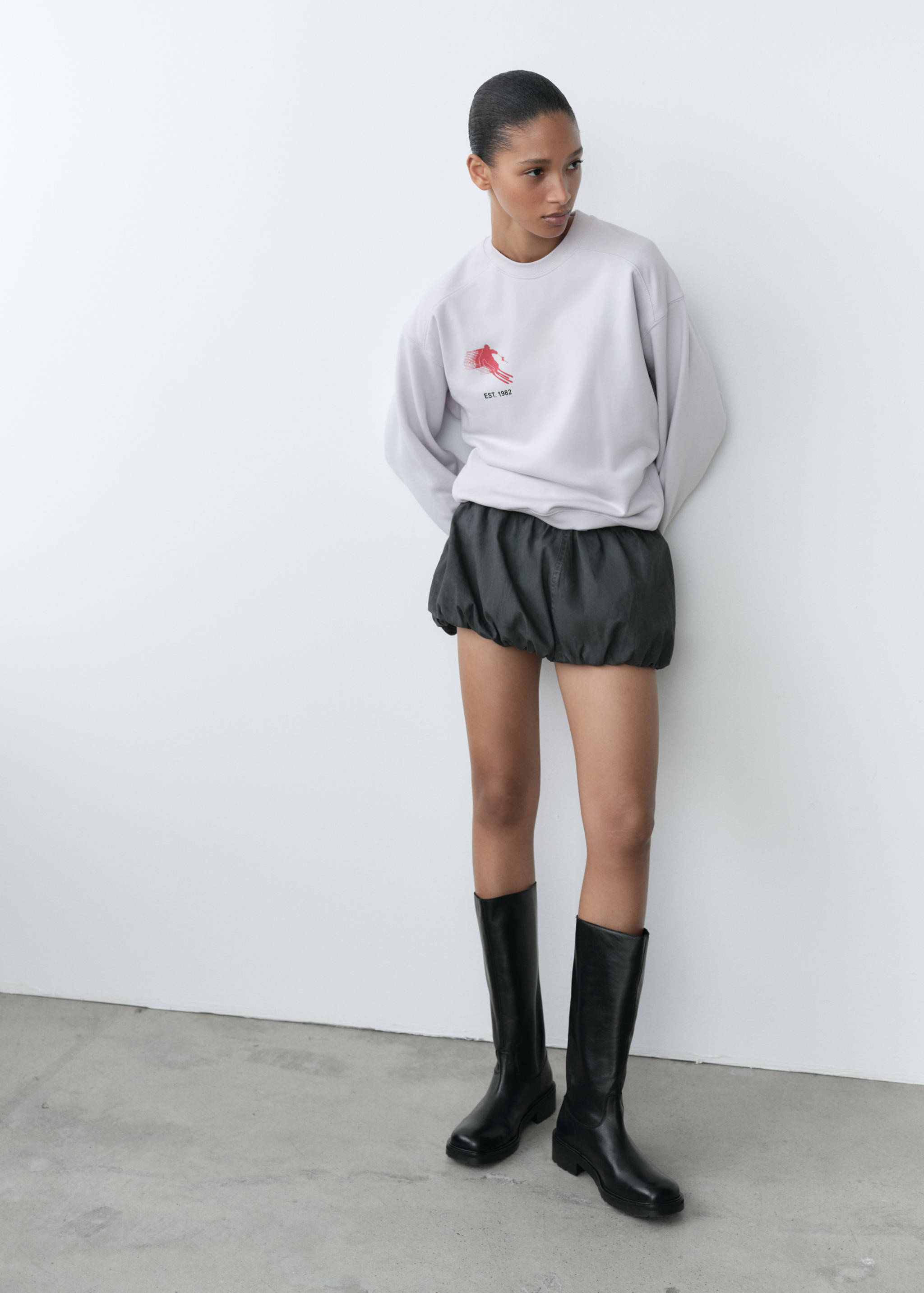 Cotton sweatshirt with printed message - General plane