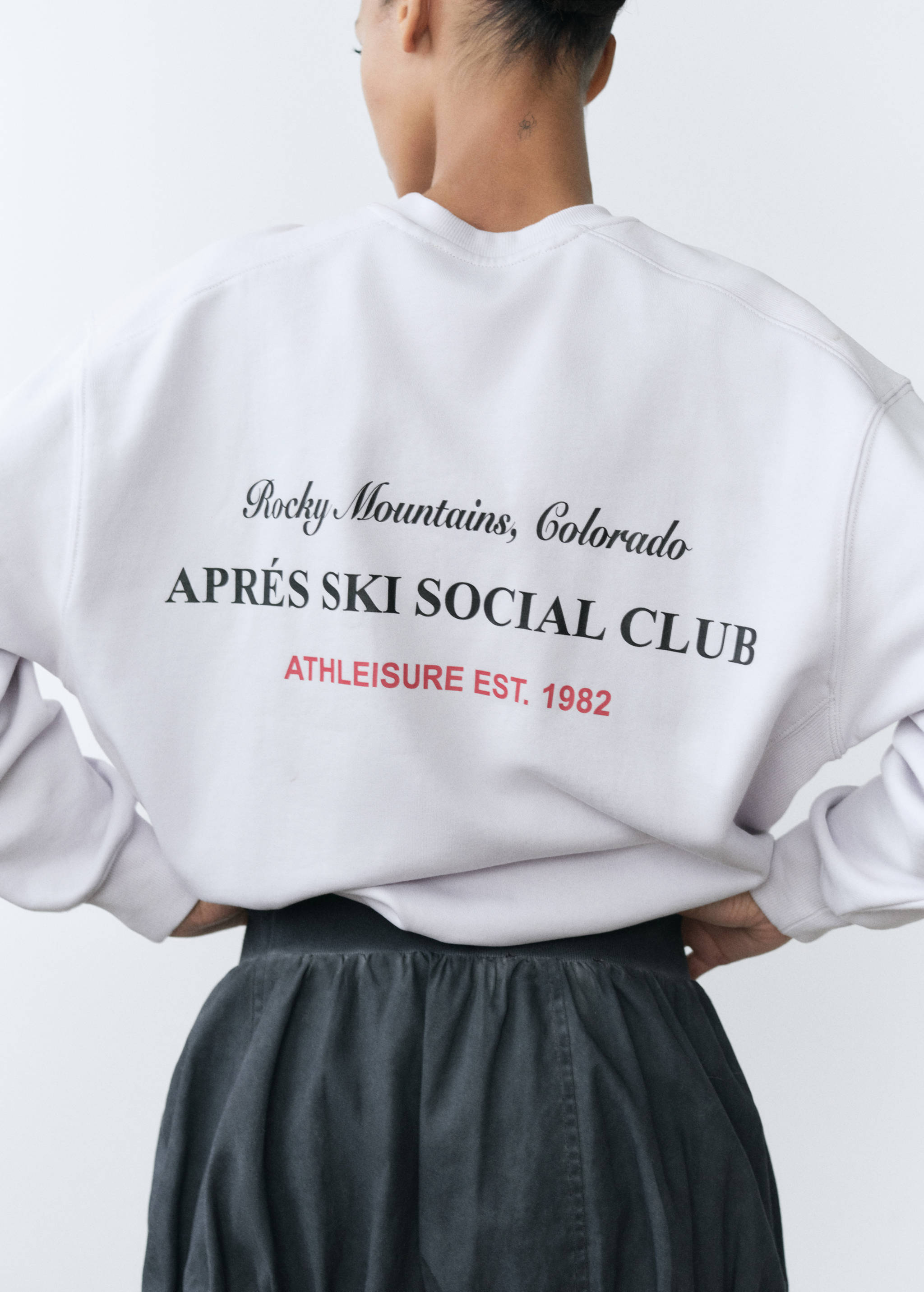 Cotton sweatshirt with printed message - Reverse of the article