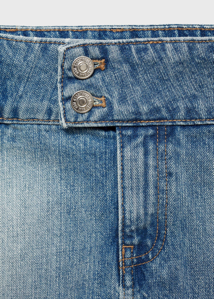 Pleated denim mini-skirt — Blue