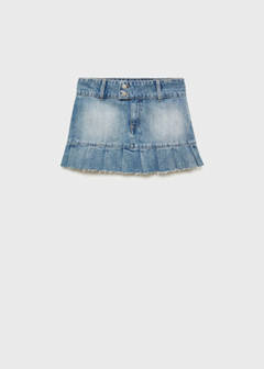Pleated denim mini-skirt — Blue 4