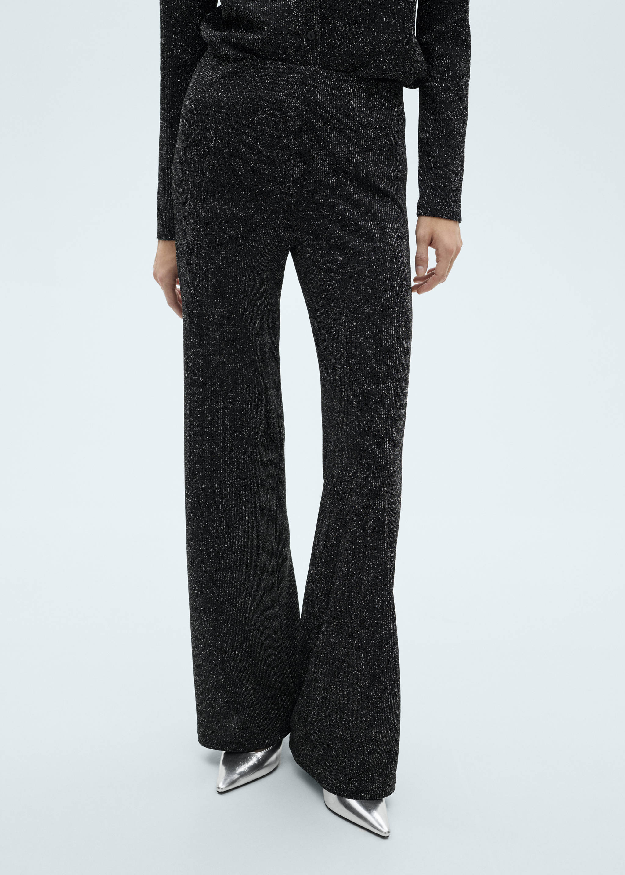 Lurex-knit flared trousers - Medium plane