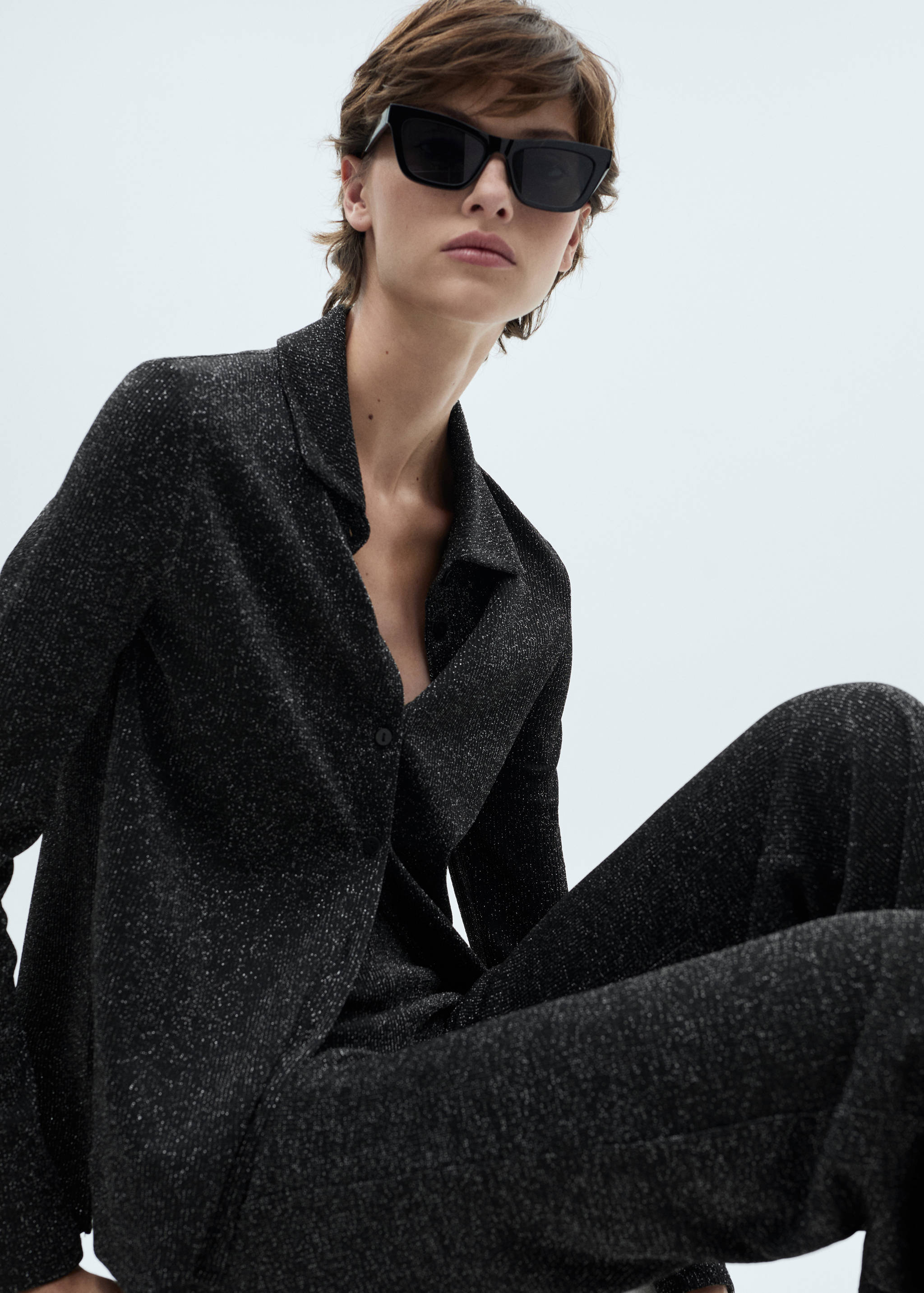 Lurex-knit flared trousers - Details of the article 1