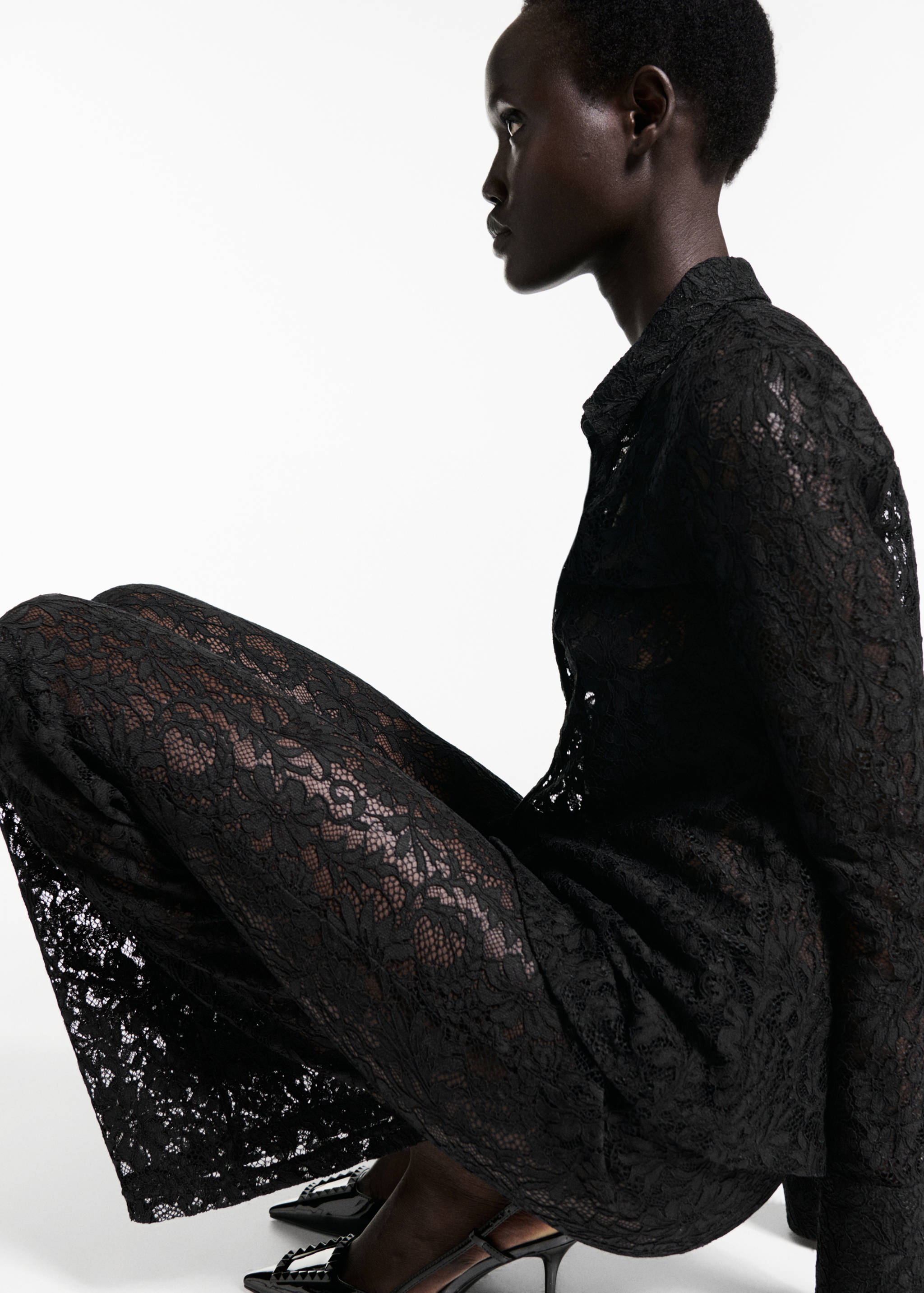 Wide leg lace trousers - Details of the article 1