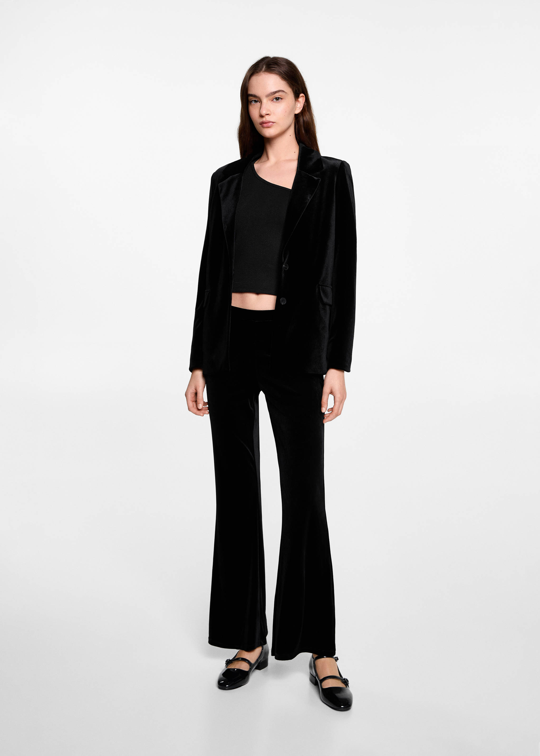 Flared velvet trousers - General plane