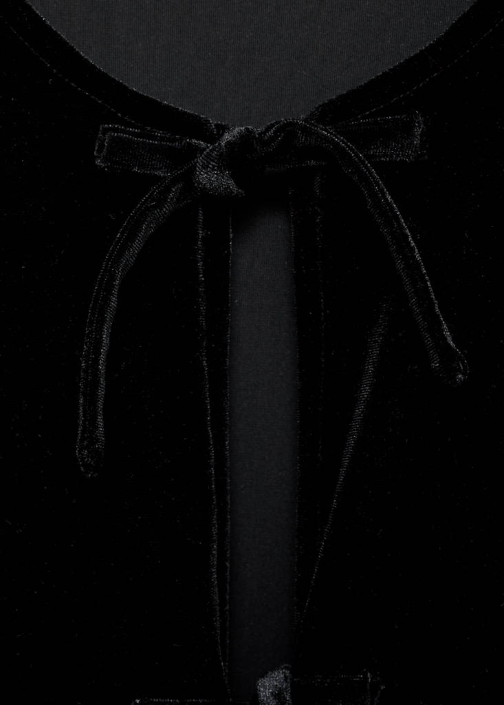 Velvet blouse with bows — Black