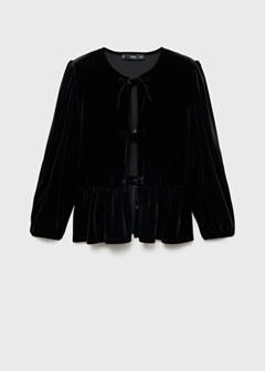 Velvet blouse with bows — Black 6