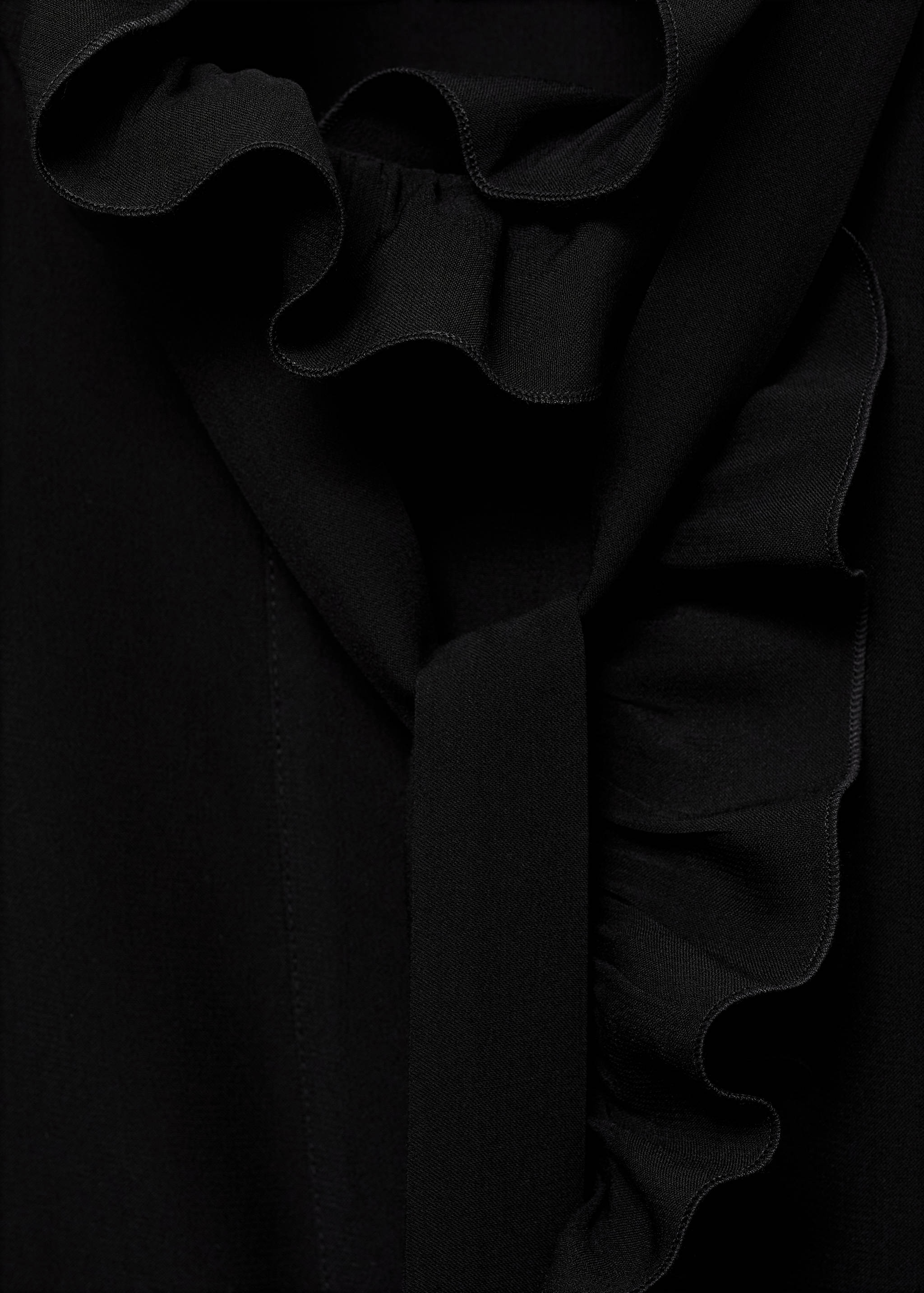 高领荷叶边衬衫 - null