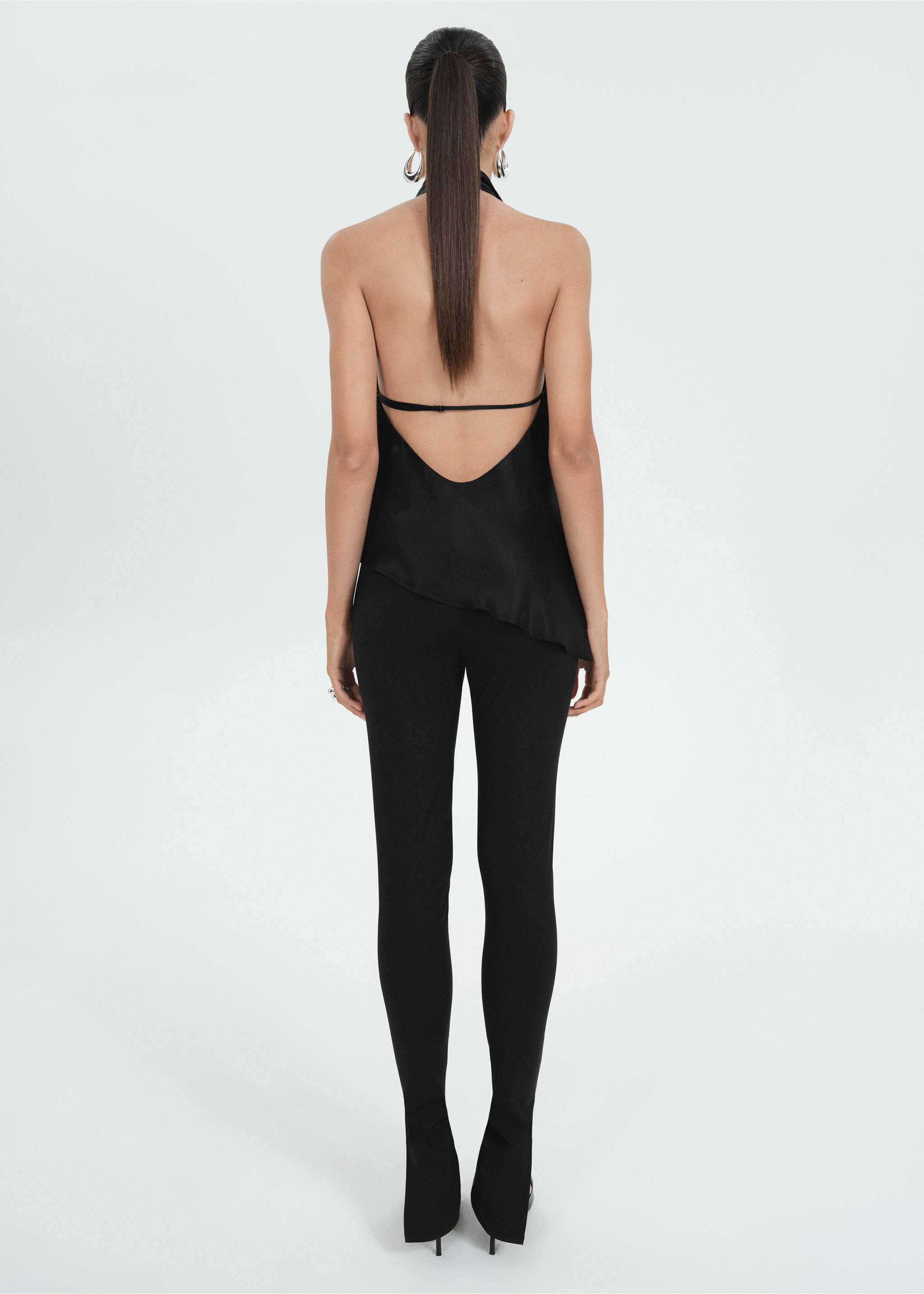 Slit hem leggings - Reverse of the article, Black. Ref: 77059071-00.