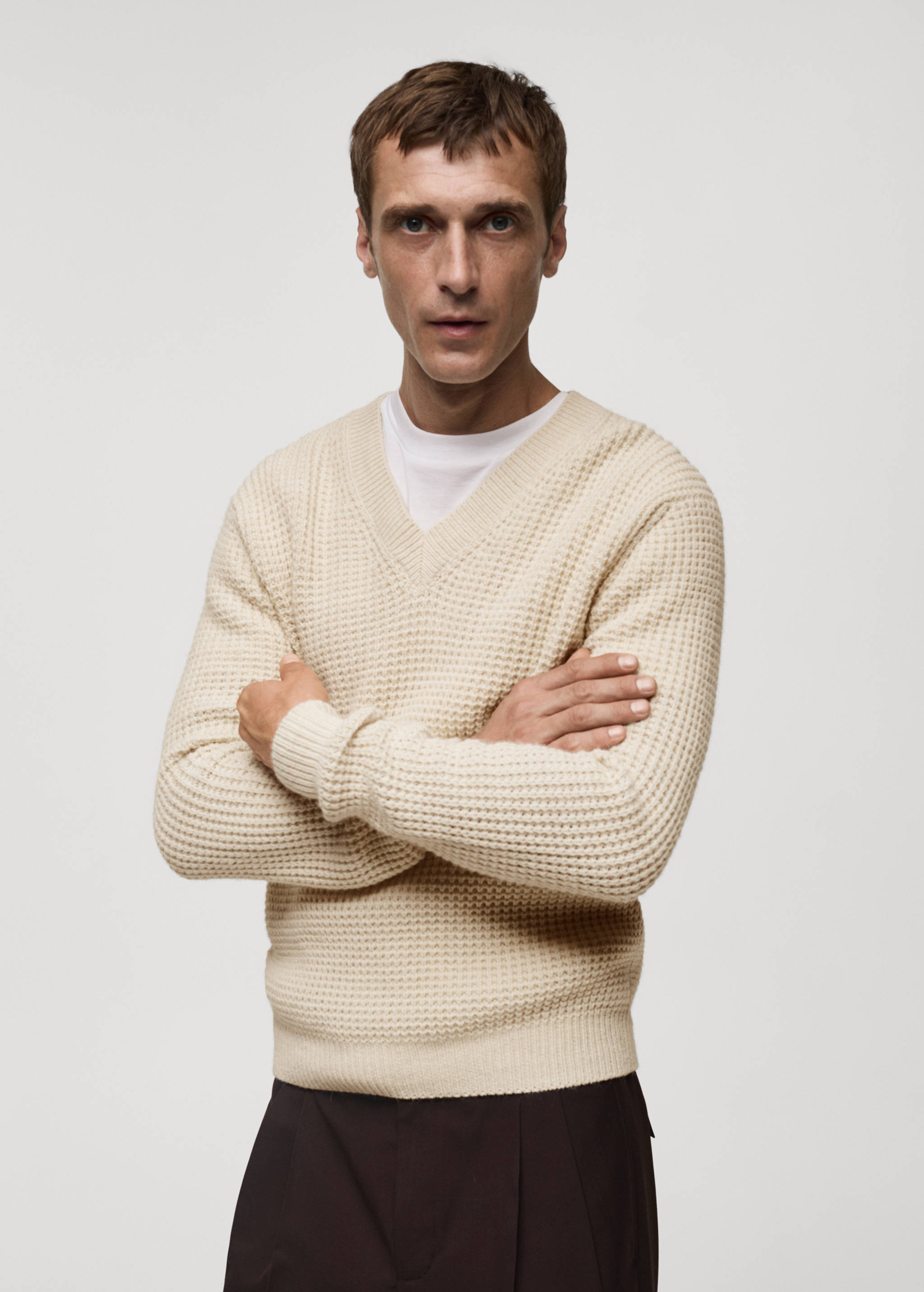 V-neck alpaca wool sweater - Medium plane