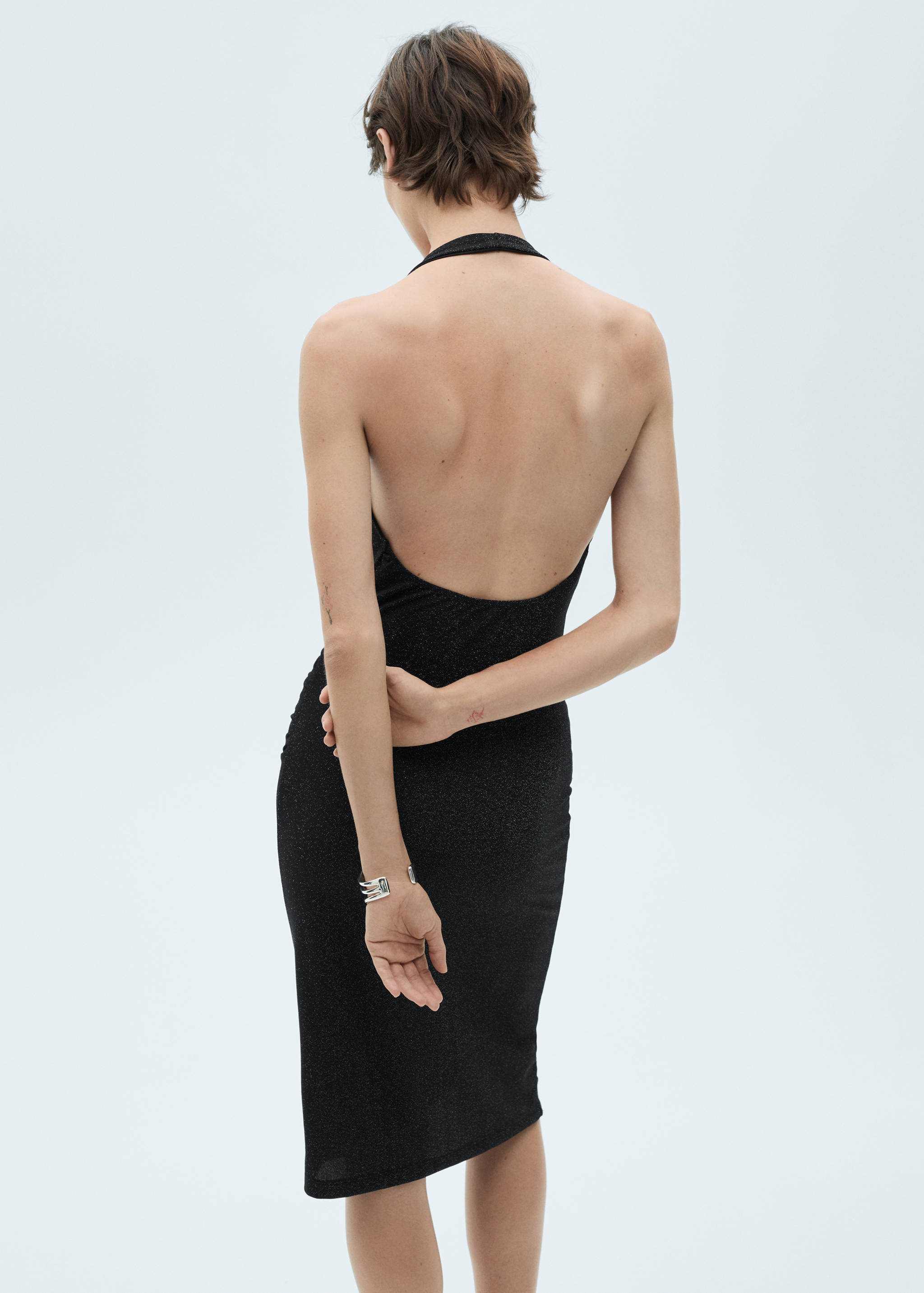 Lurex dress with draped neck - Reverse of the article