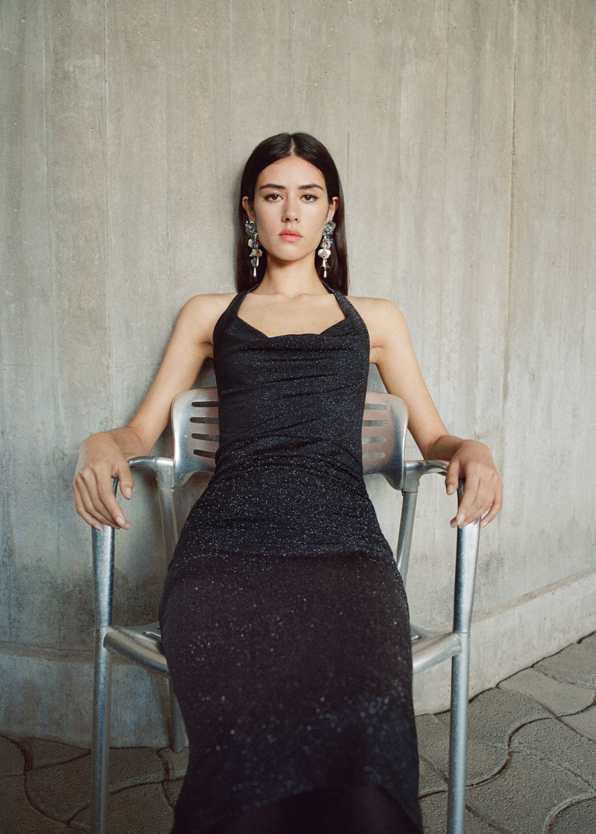 Lurex dress with draped neck - Details of the article 6