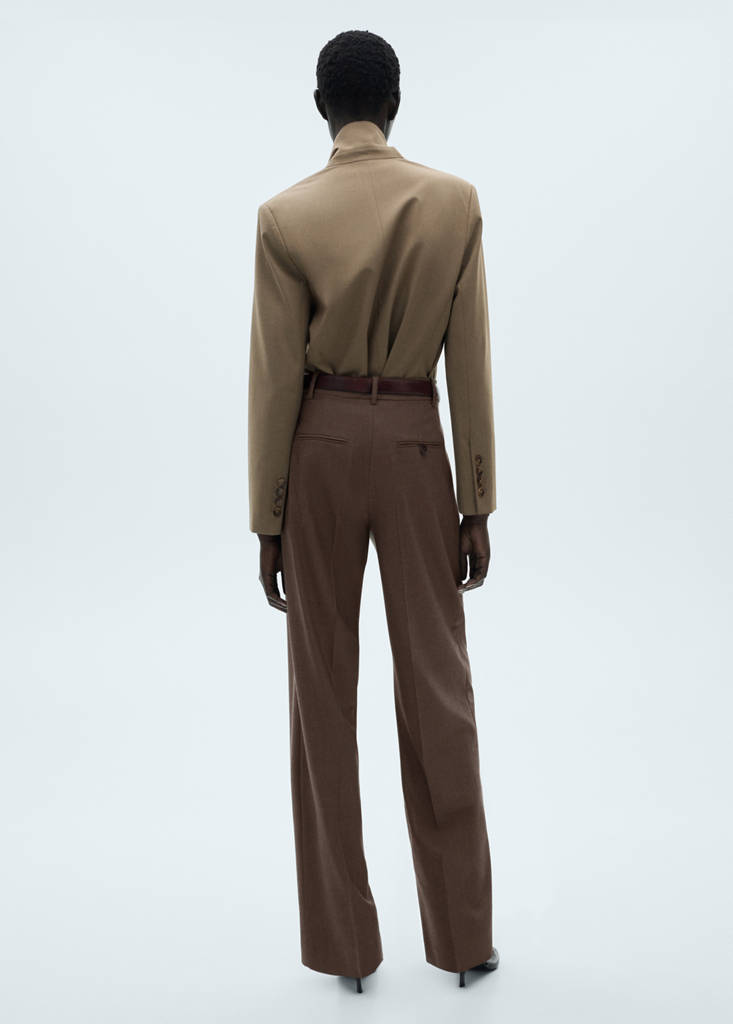 Straight-fit pleated trousers — Brown