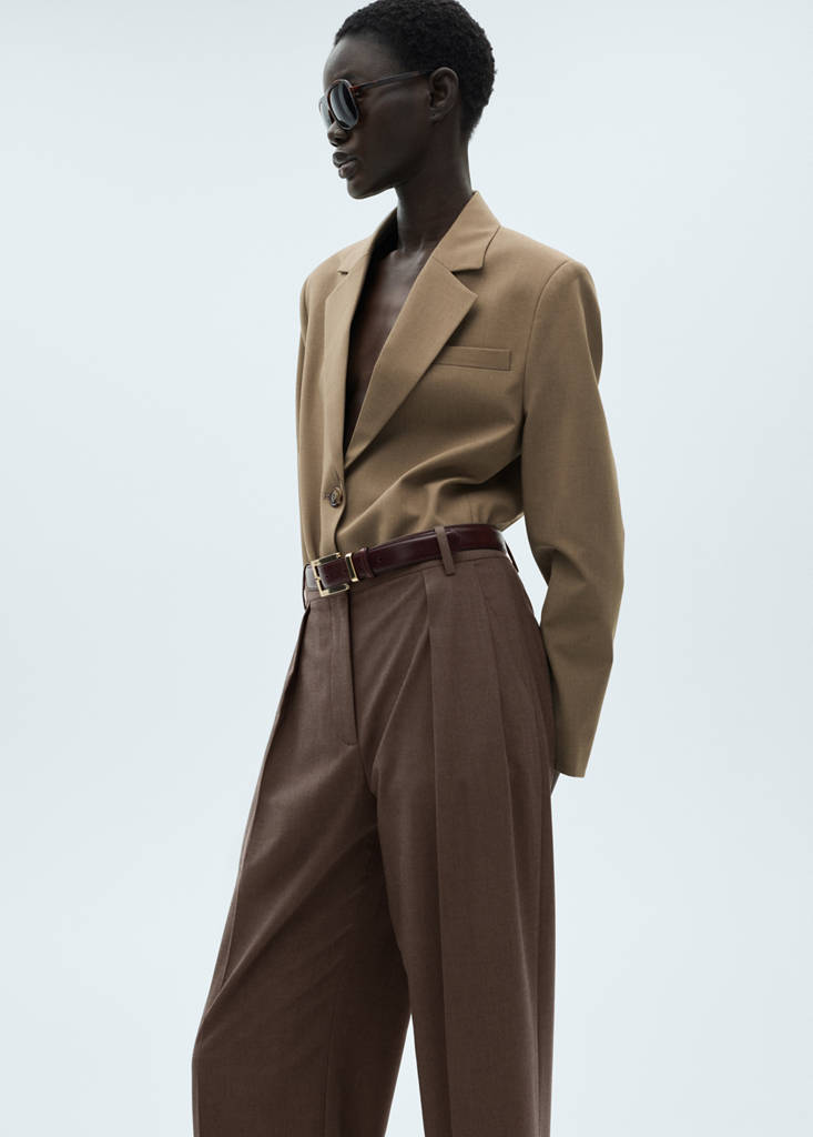Straight-fit pleated trousers — Brown