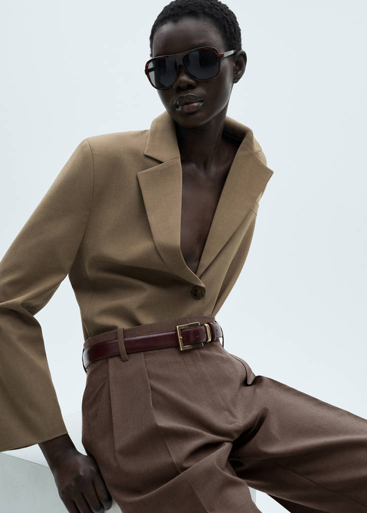 Straight-fit pleated trousers — Brown