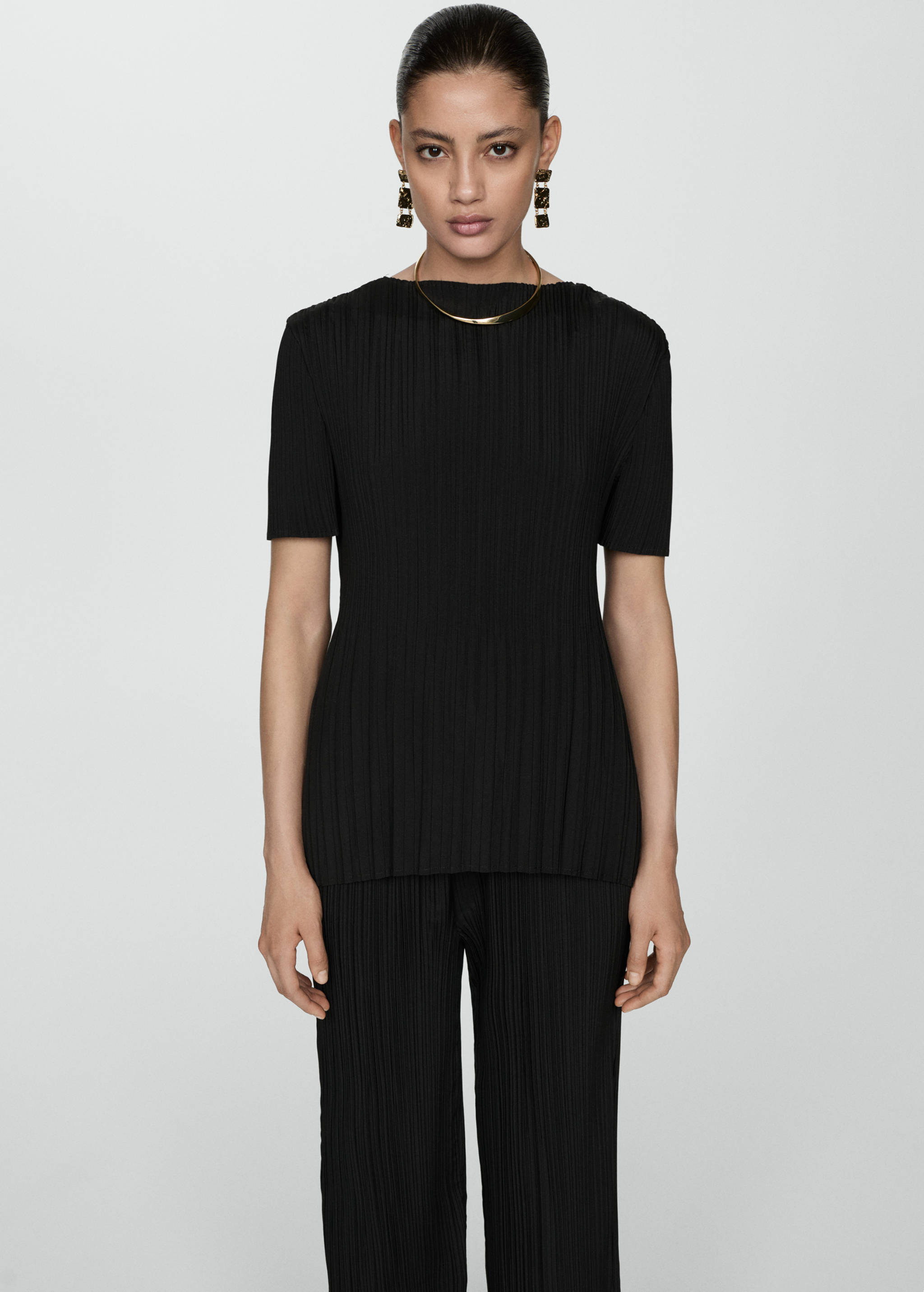 تي شيرت بأكمام قصيرة نمط مطوي - رؤية وسط