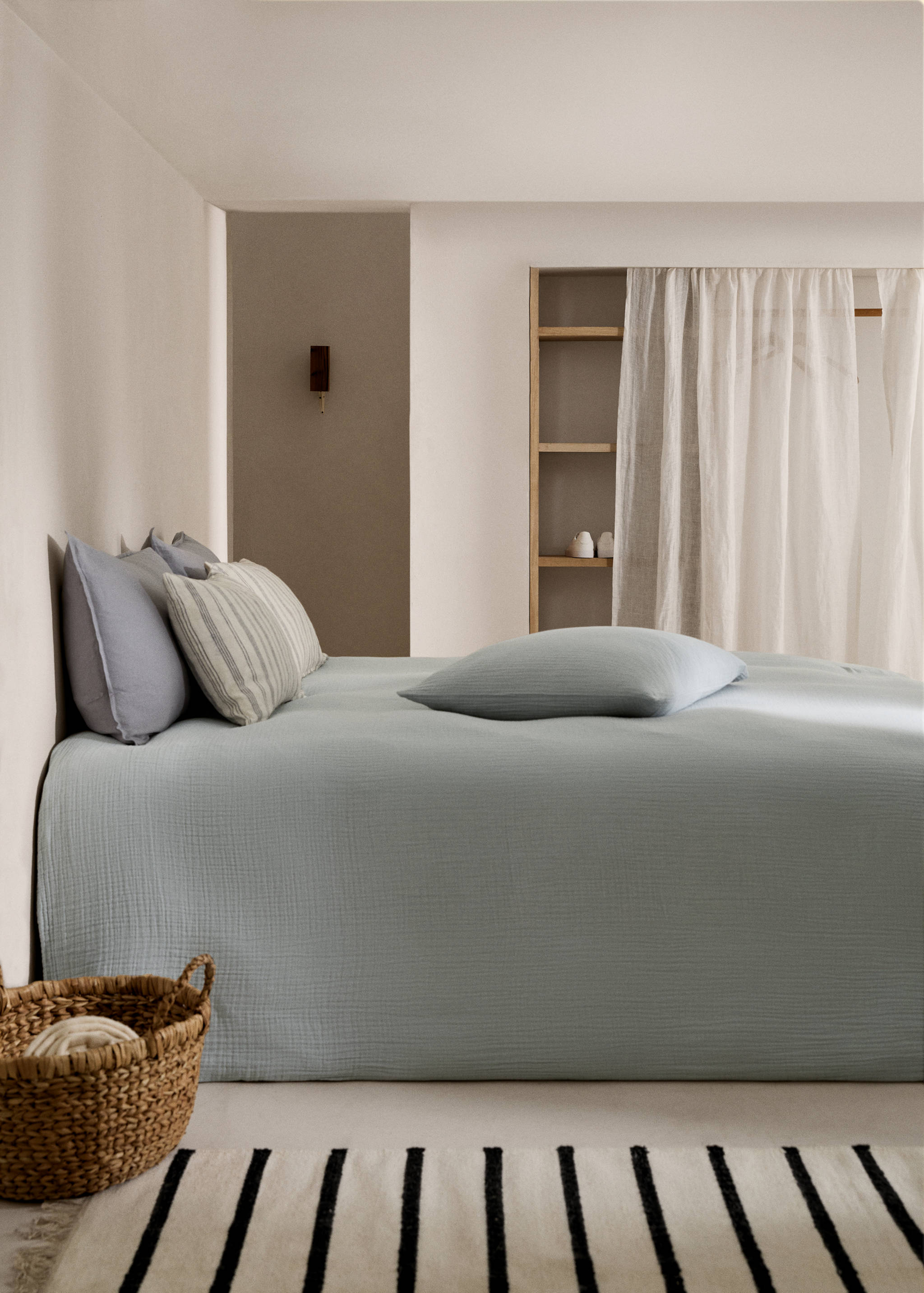 Cotton gauze duvet cover single bed - General plane