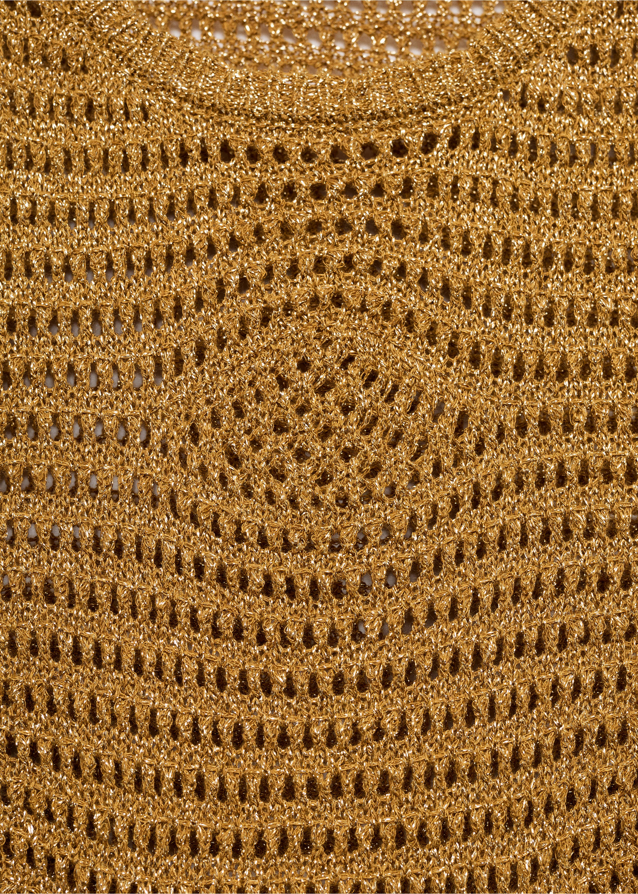 Long lurex crochet dress - Details of the article 8, Gold. Ref: 77060341-00.