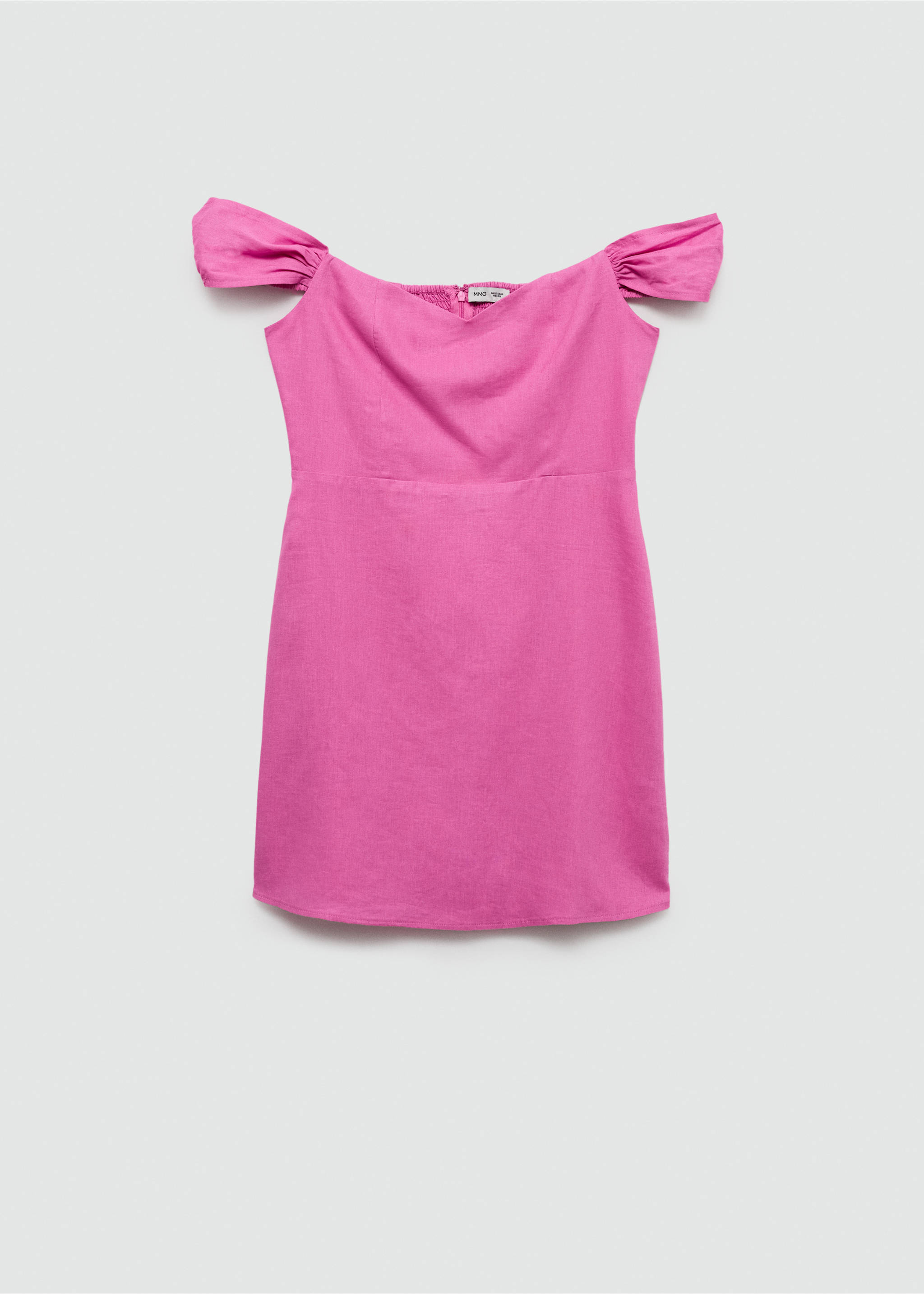 Boat-neck linen dress - Article without model, Light Pink. Ref: 77060343-00.