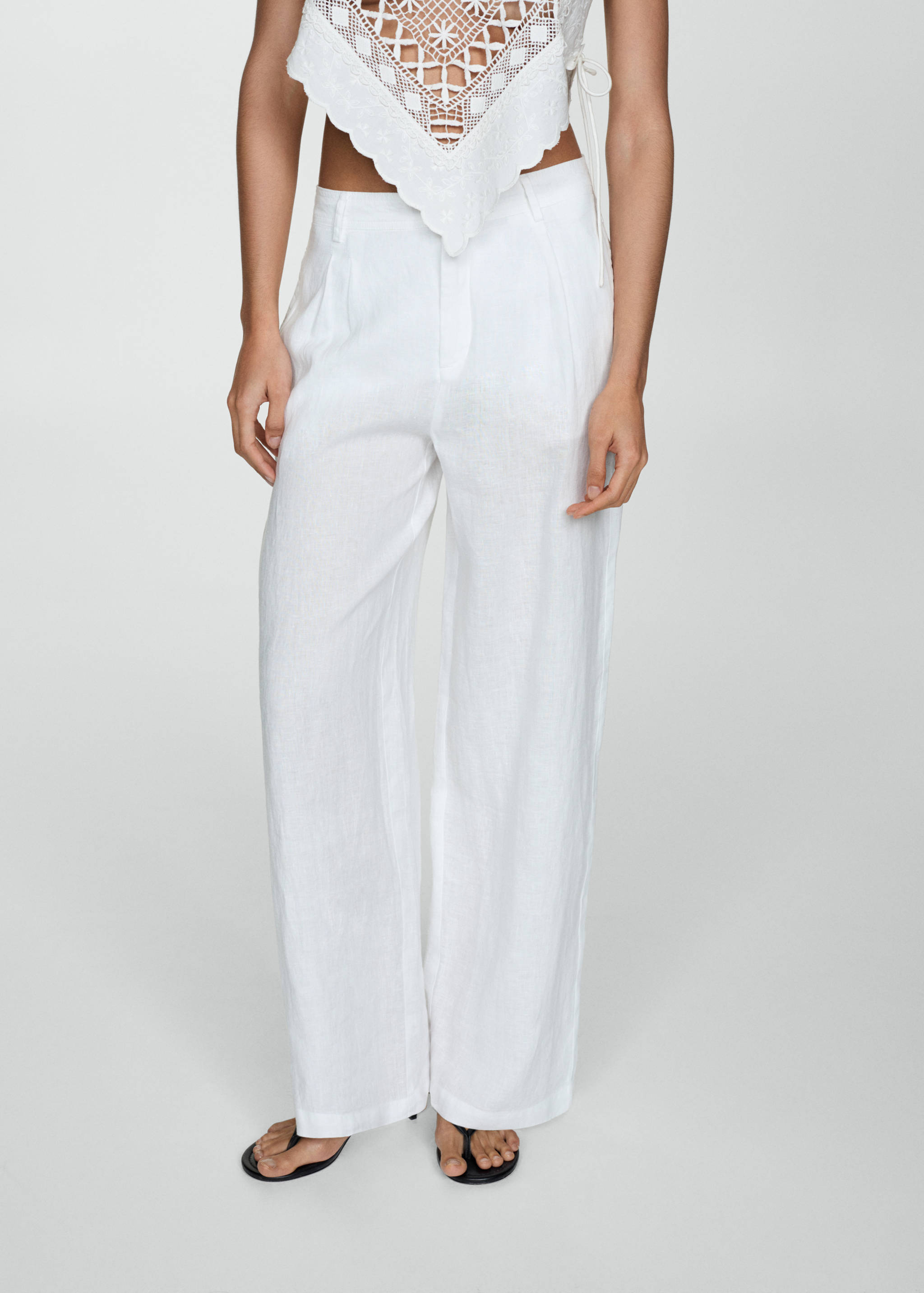 Pleated linen trousers - Medium plane