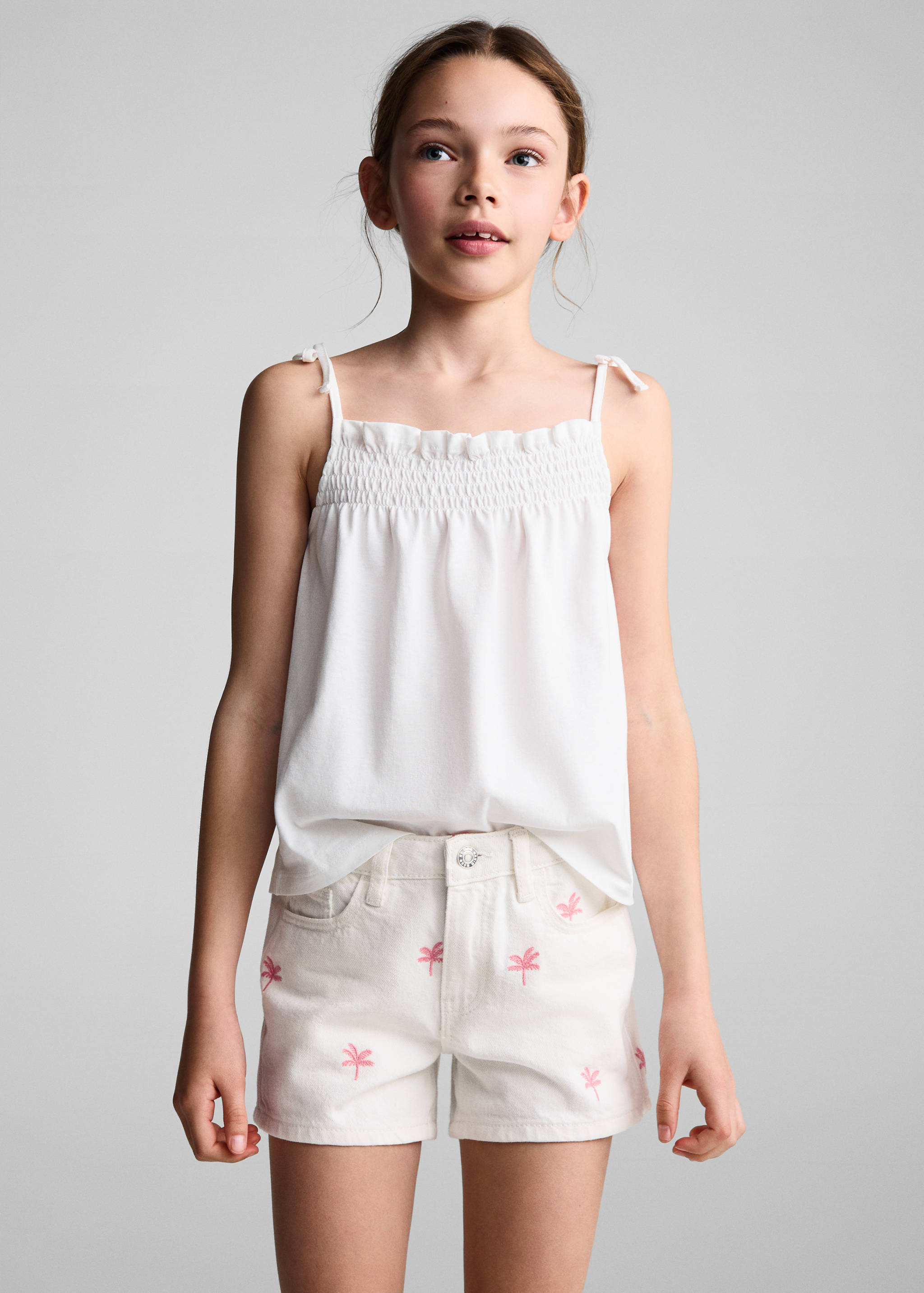 Embroidered cotton shorts - Medium plane