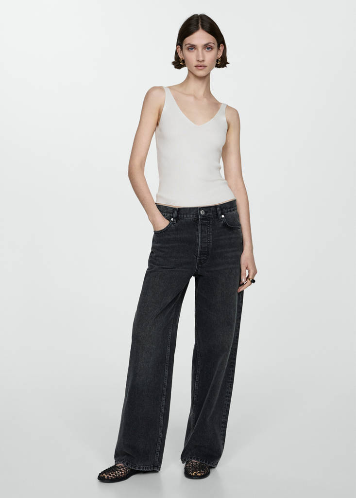 Knit strap top — Ecru