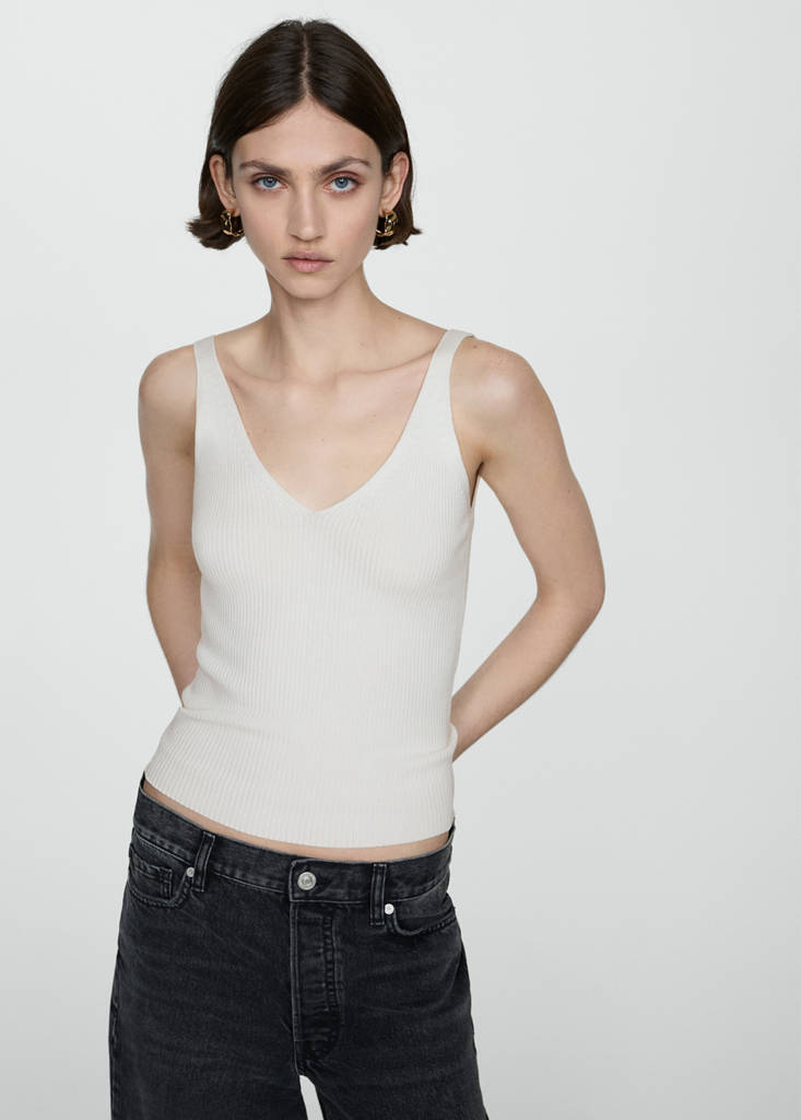 Knit strap top — Ecru